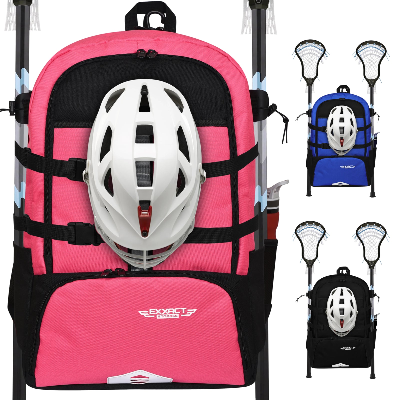 Exxact Sports Lacrosse Bag with Two Stick Holders and Cleats Compartment - Pink