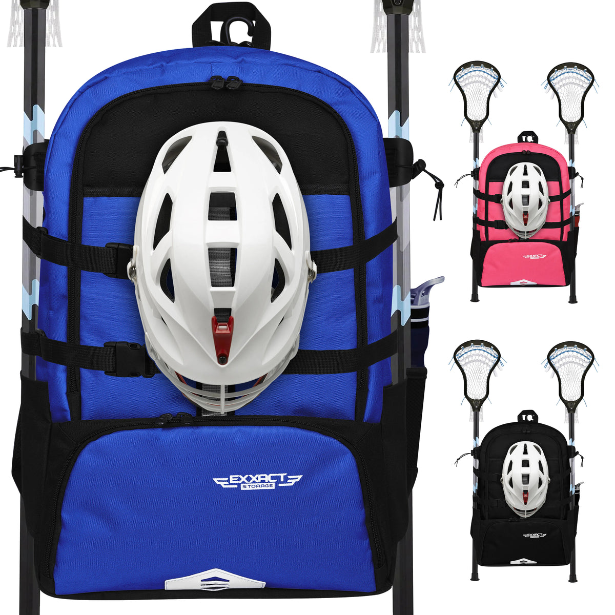 Exxact Sports Lacrosse Bag with Two Stick Holders and Cleats Compartment - Royal Blue