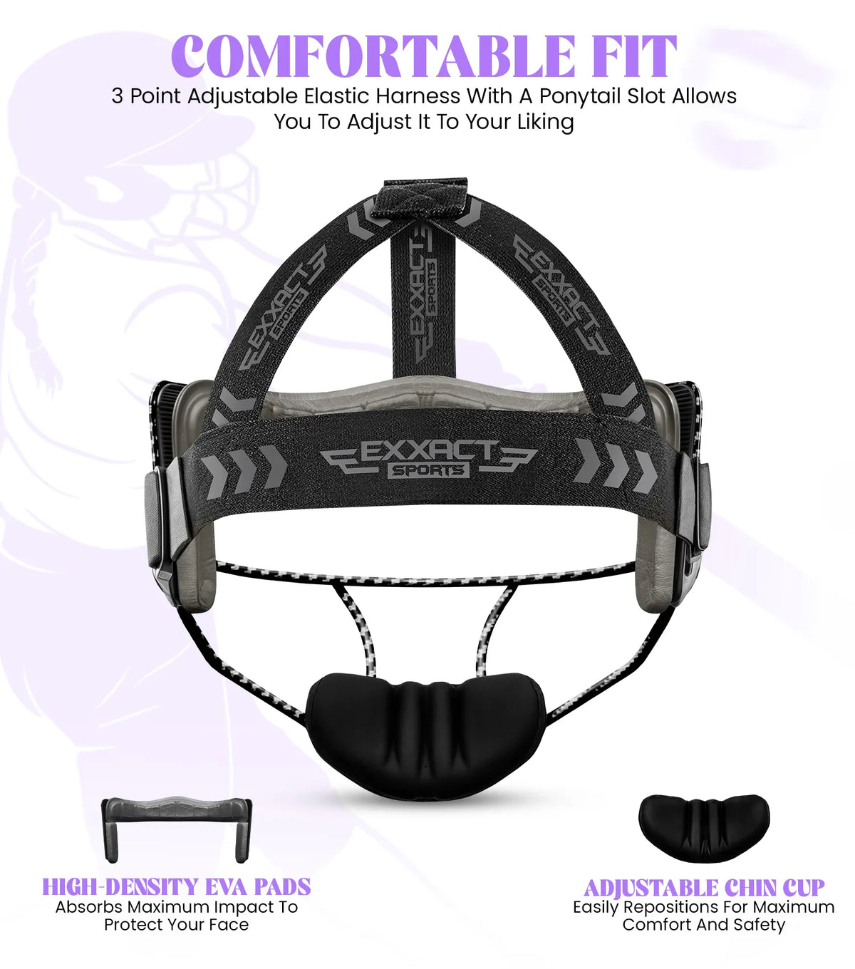 Exxact Sports Lightweight Softball Face Mask Protective Fielders - Black Carbon