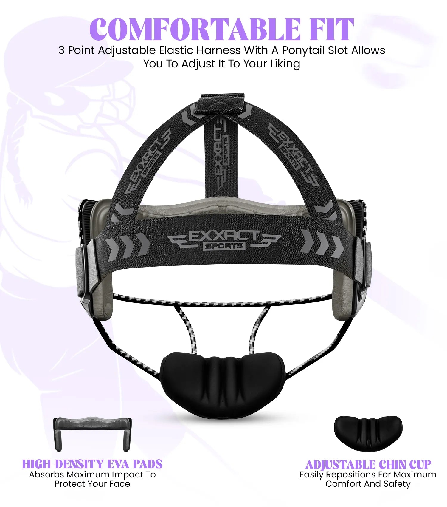Exxact Sports Lightweight Softball Face Mask Protective Fielders - Black Carbon