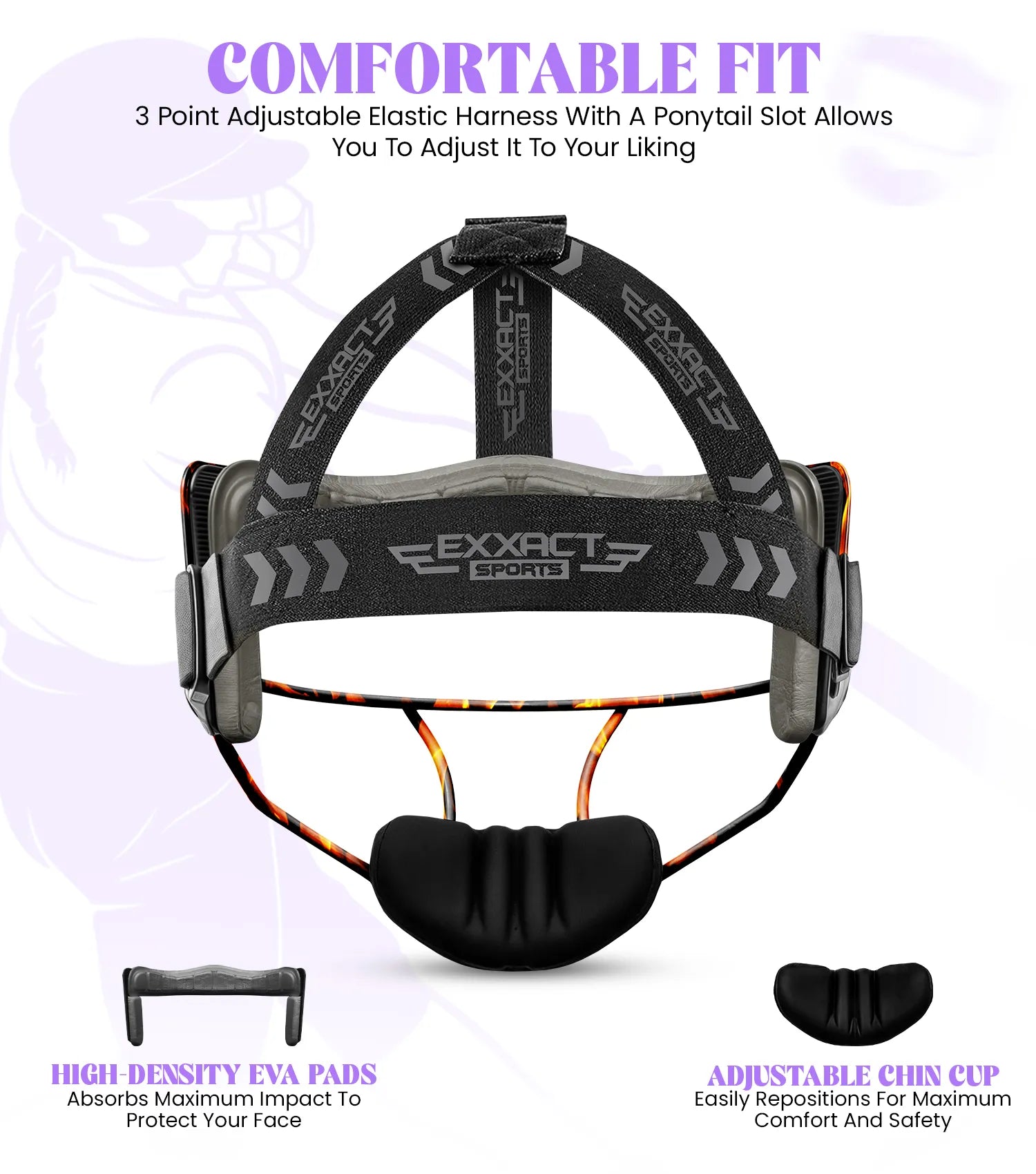 Exxact Sports Lightweight Softball Face Mask Protective Fielders - Flame