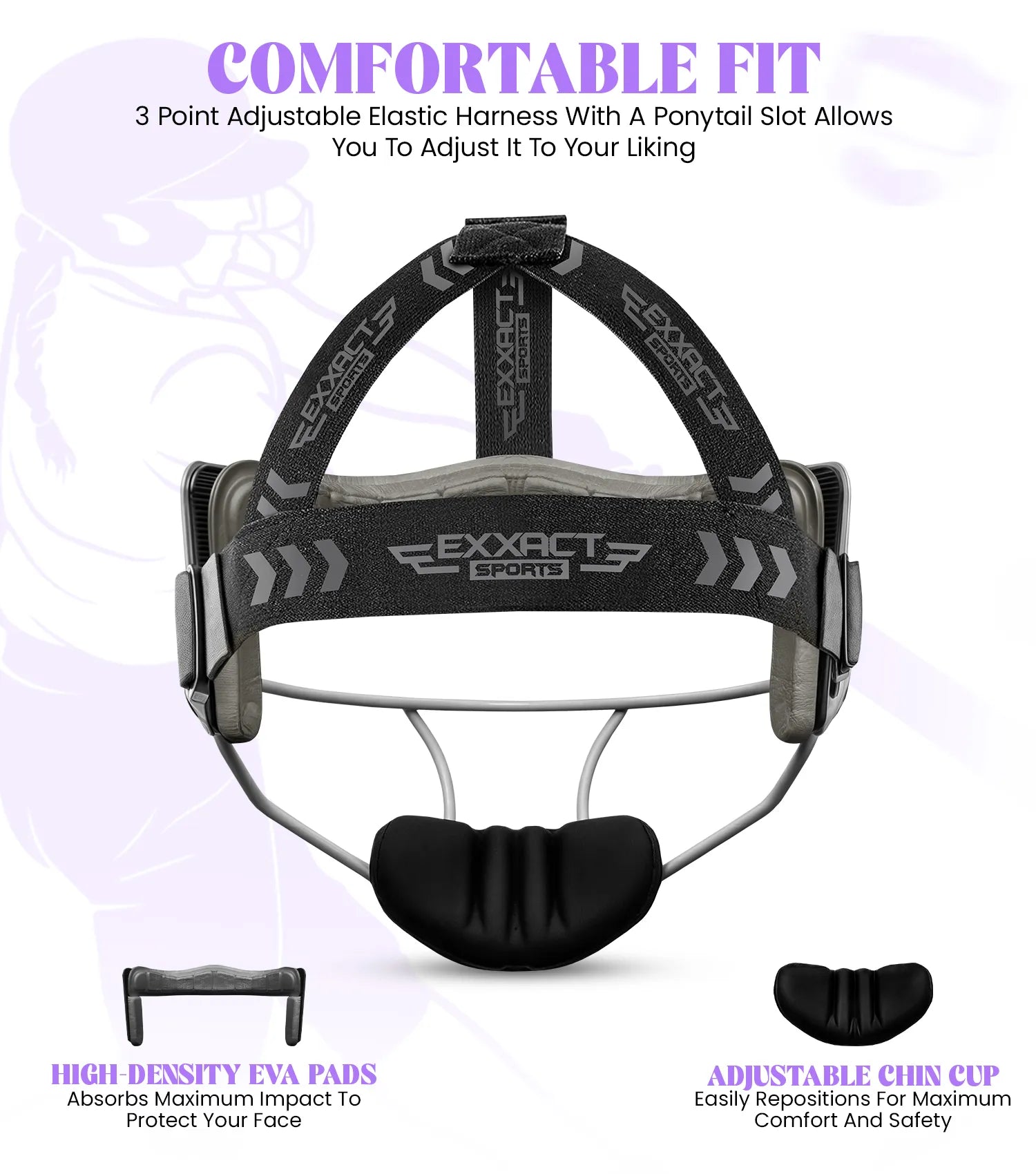 Exxact Sports Lightweight Softball Face Mask Protective Fielders - White