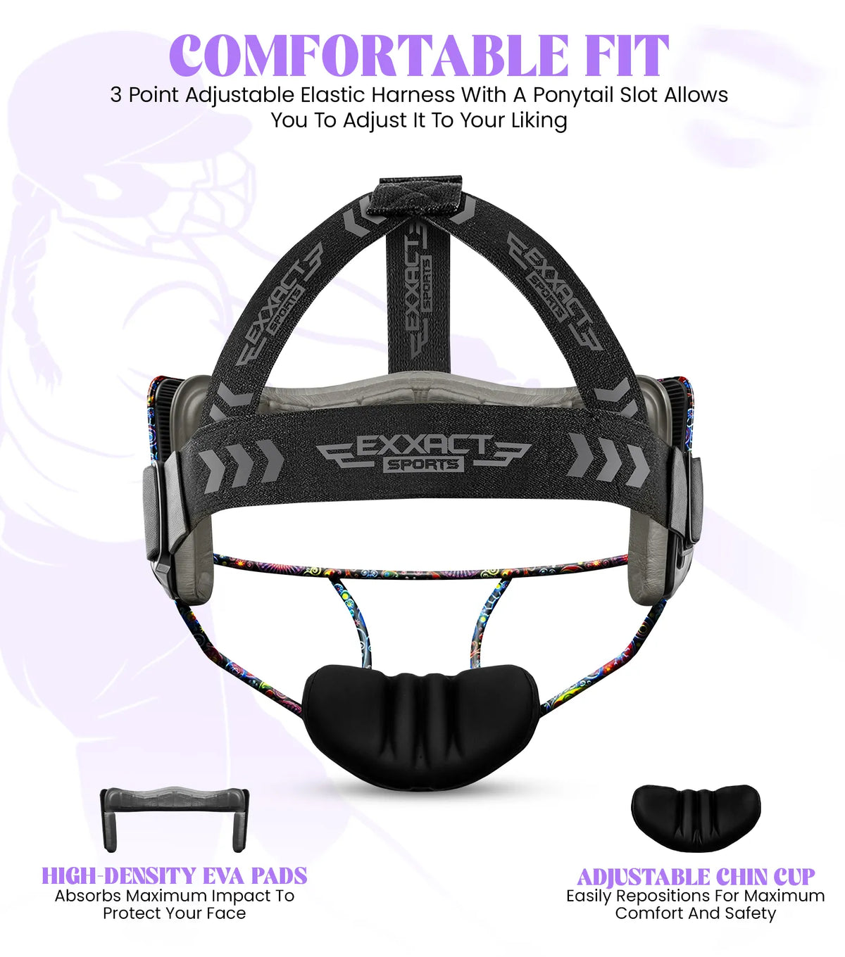 Exxact Sports Lightweight Softball Face Mask Protective Fielders - Paisley Flower