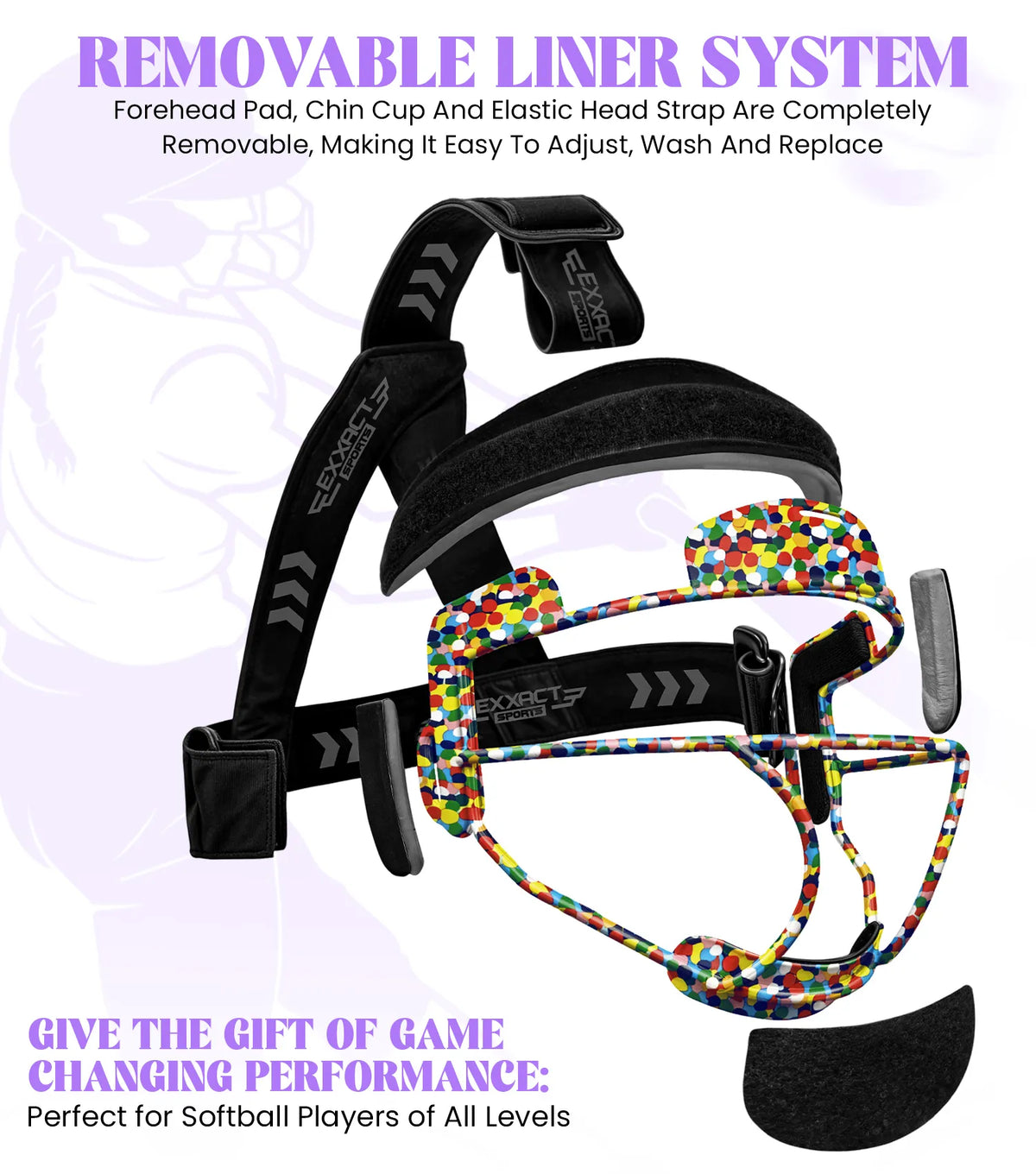 Exxact Sports Lightweight Softball Face Mask Protective Fielders - Multi Dots