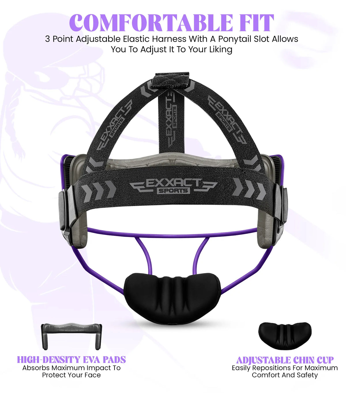 Exxact Sports Lightweight Softball Face Mask Protective Fielders - Purple