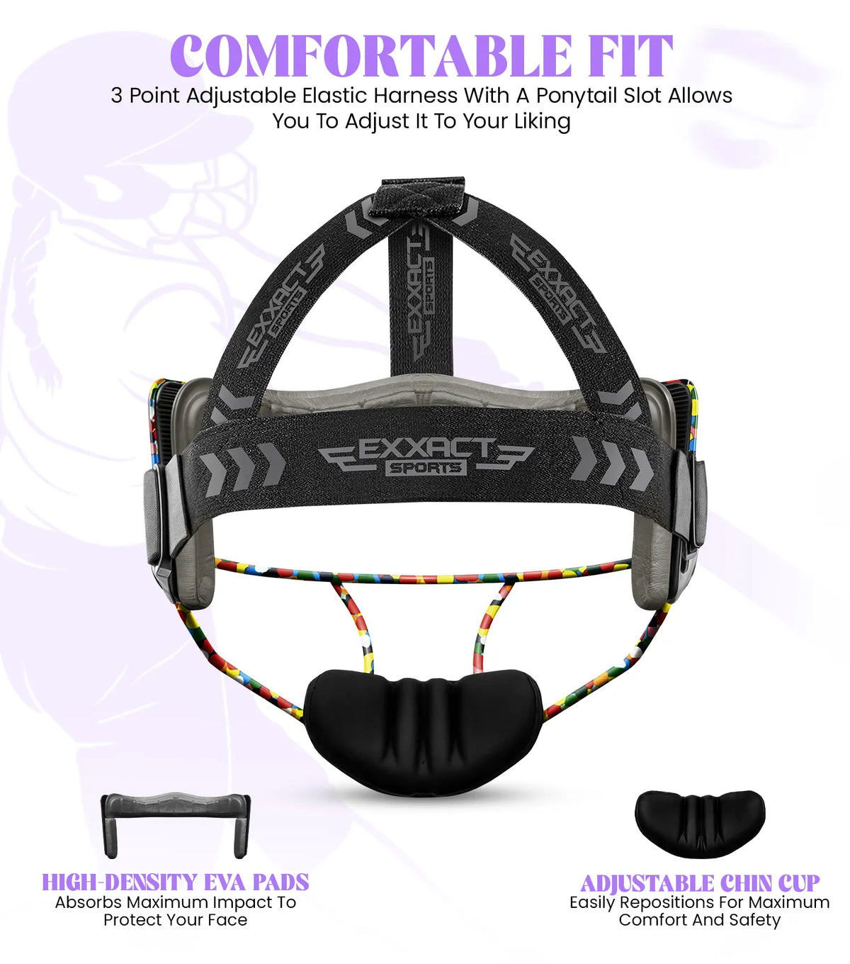 Exxact Sports Lightweight Softball Face Mask Protective Fielders - Multi Dots