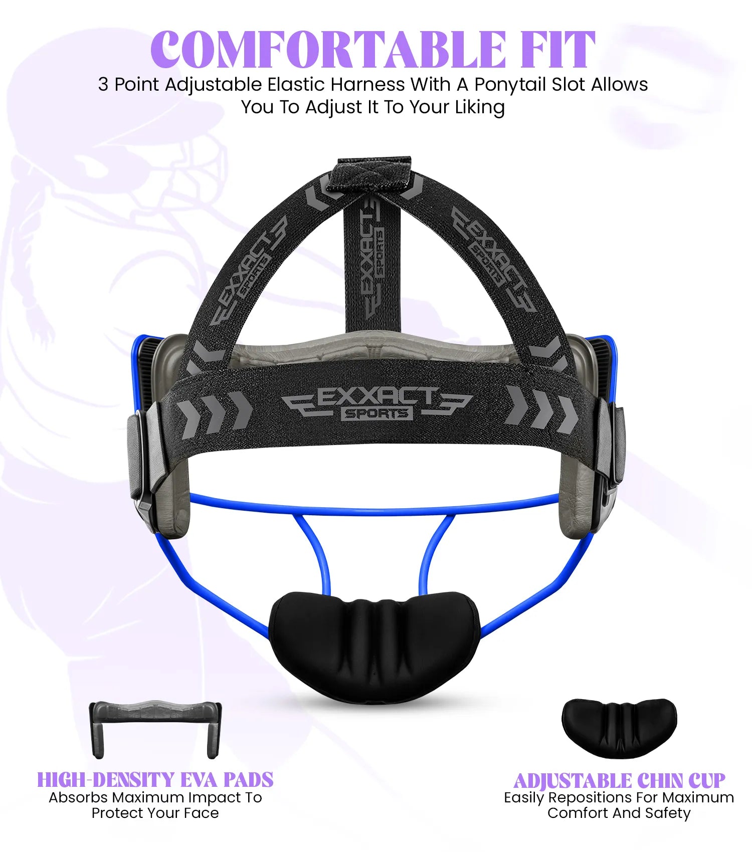 Exxact Sports Lightweight Softball Face Mask Protective Fielders - Royal Blue