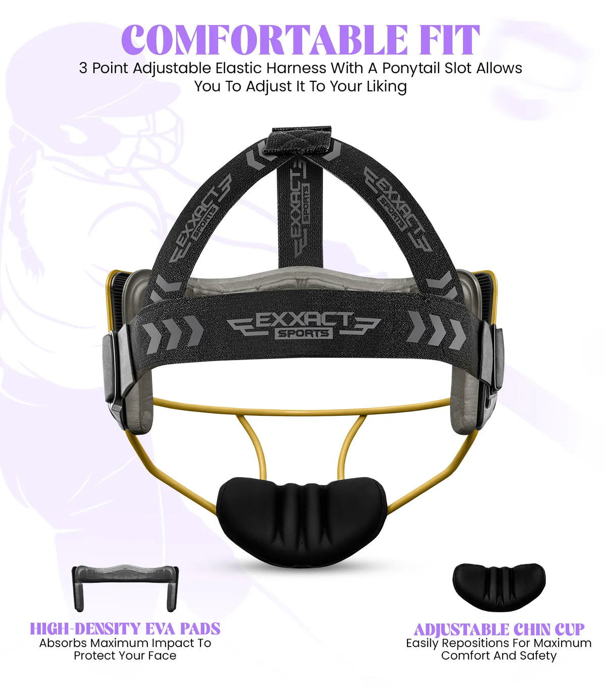 Exxact Sports Lightweight Softball Face Mask Protective Fielders - Gold