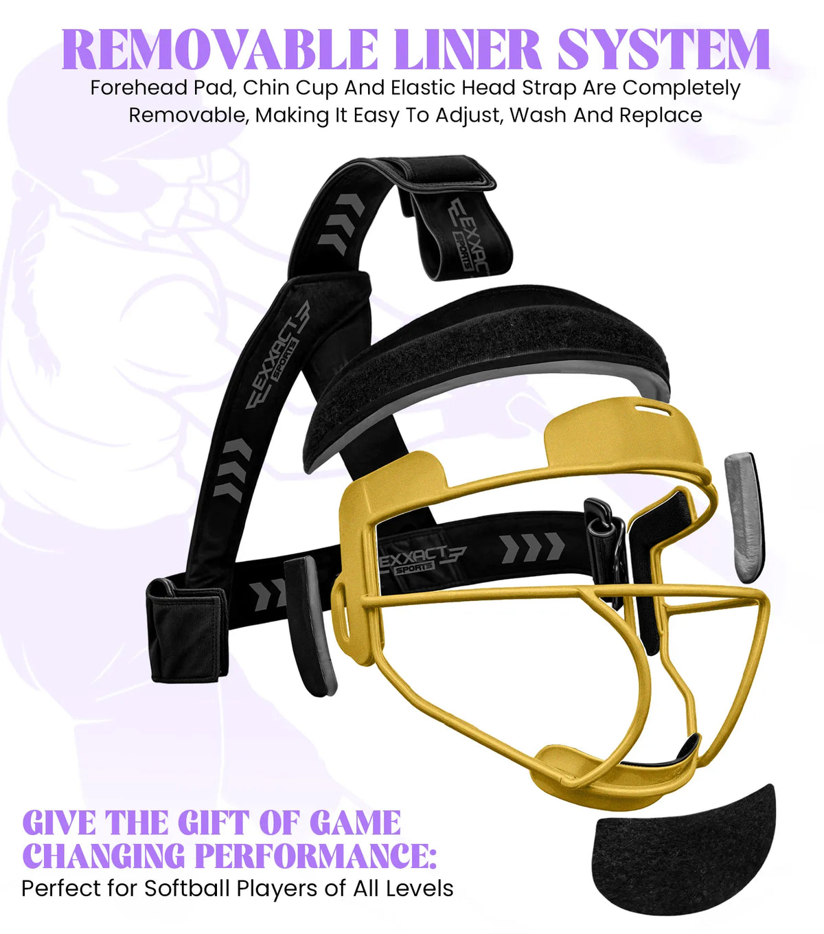 Exxact Sports Lightweight Softball Face Mask Protective Fielders - Gold