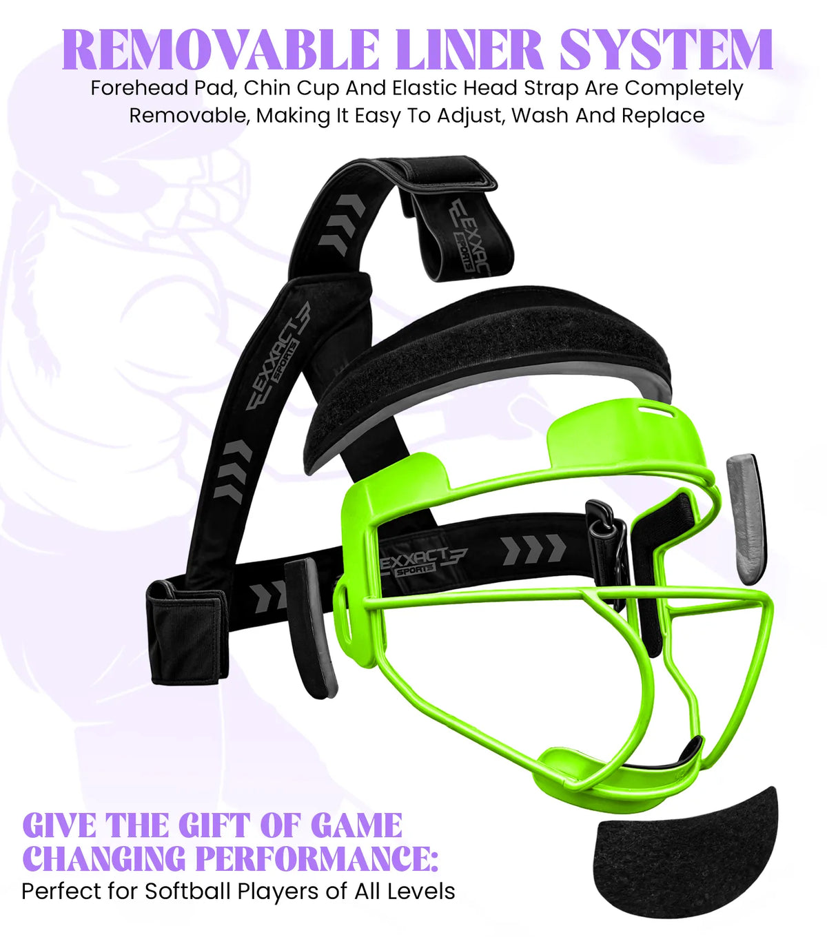Exxact Sports Lightweight Softball Face Mask Protective Fielders - Neon Green