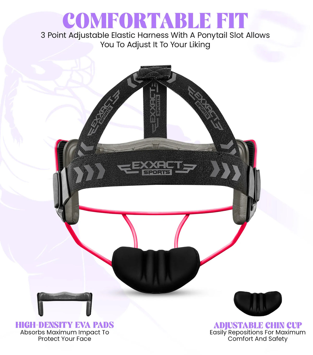 Exxact Sports Lightweight Softball Face Mask Protective Fielders - Pink