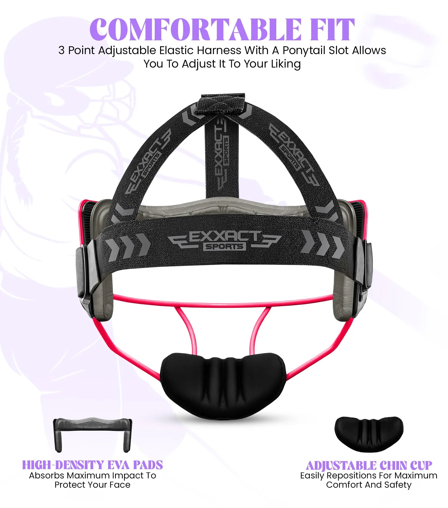 Exxact Sports Lightweight Softball Face Mask Protective Fielders - Pink