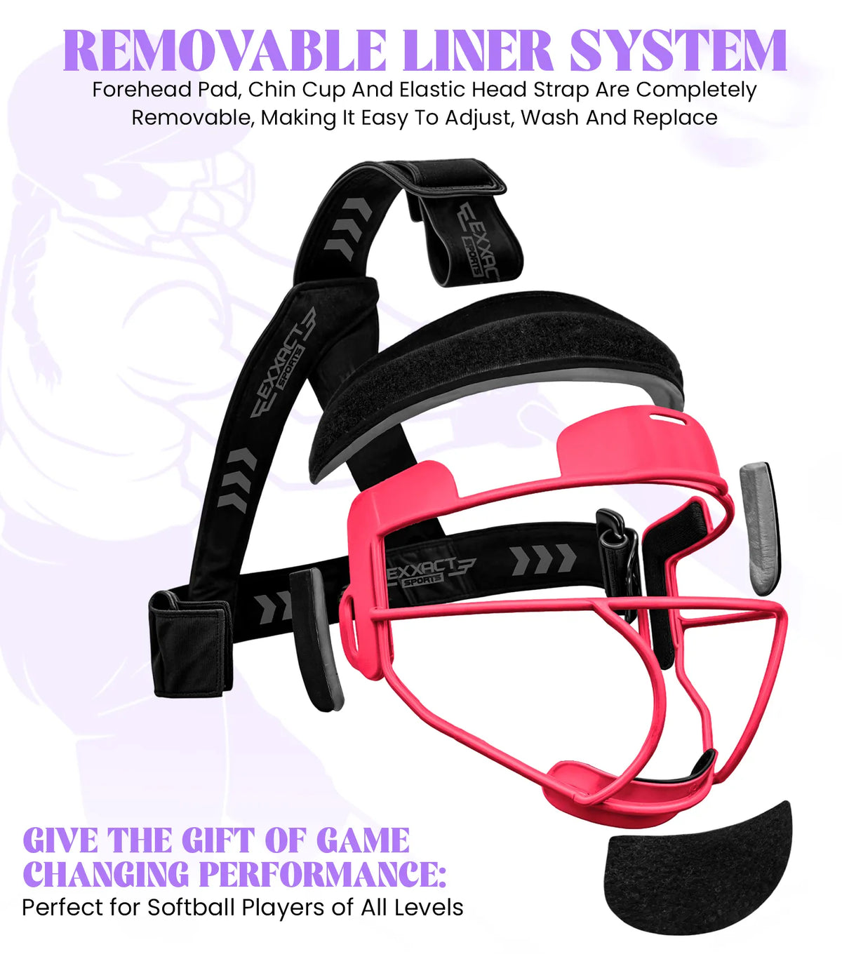 Exxact Sports Lightweight Softball Face Mask Protective Fielders - Pink