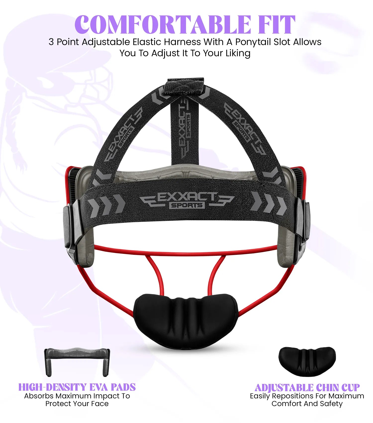 Exxact Sports Lightweight Softball Face Mask Protective Fielders - Red