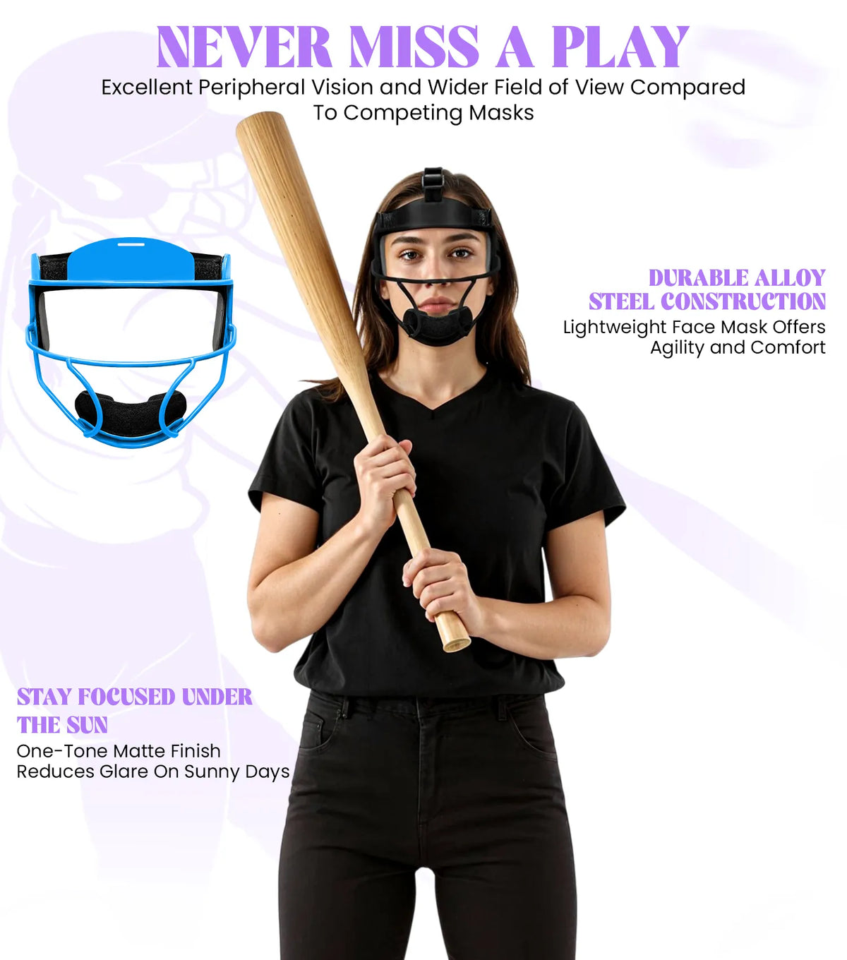 Exxact Sports Lightweight Softball Face Mask Protective Fielders - Sea Foam