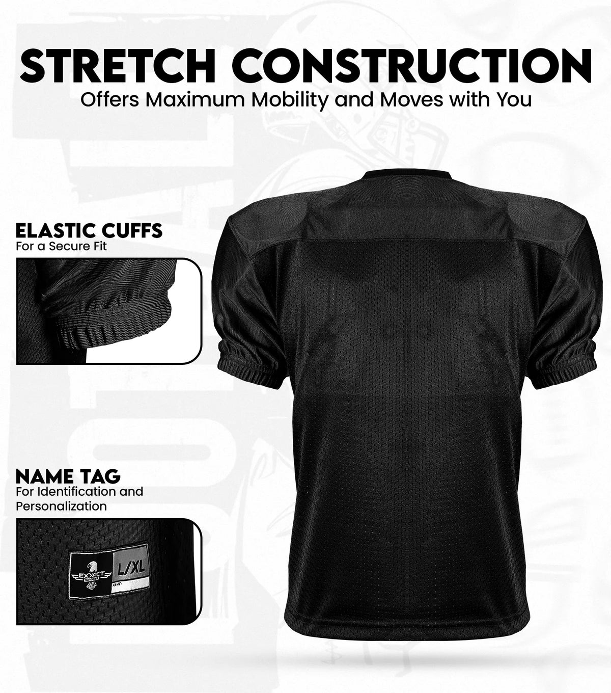 Exxact Sports Men’s Adult Football Practice Jersey - Black