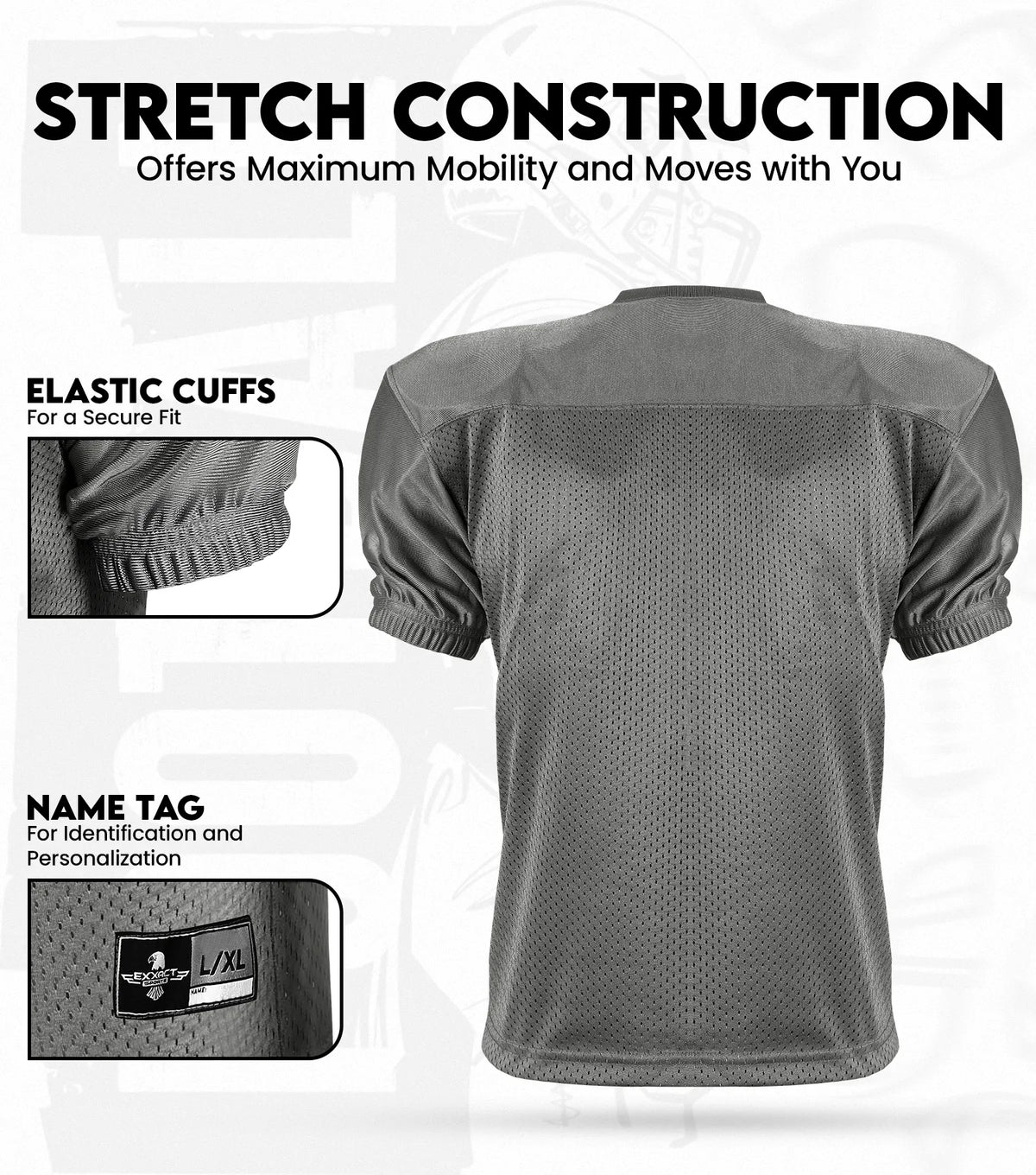 Exxact Sports Men’s Adult Football Practice Jersey - Dark Gray