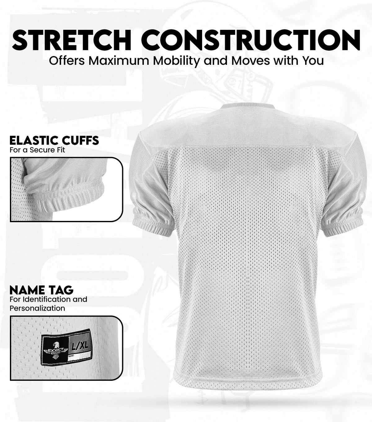 Exxact Sports Men’s Adult Football Practice Jersey - Silver