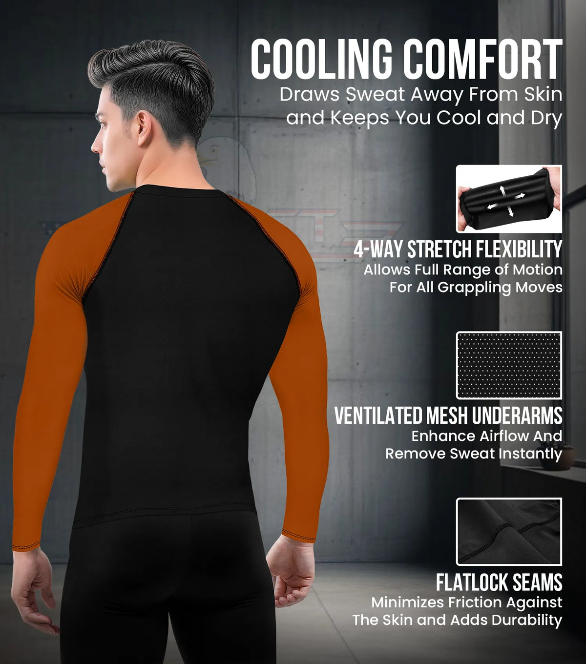 Exxact Sports Men’s Bjj Rash Guard Long Sleeve - Brown