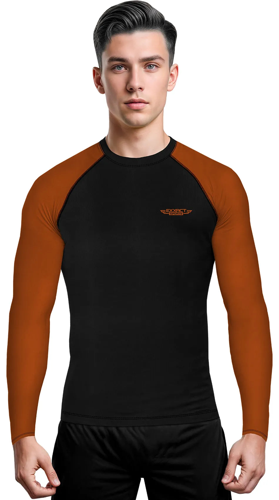 Exxact Sports Men’s Bjj Rash Guard Long Sleeve - Brown