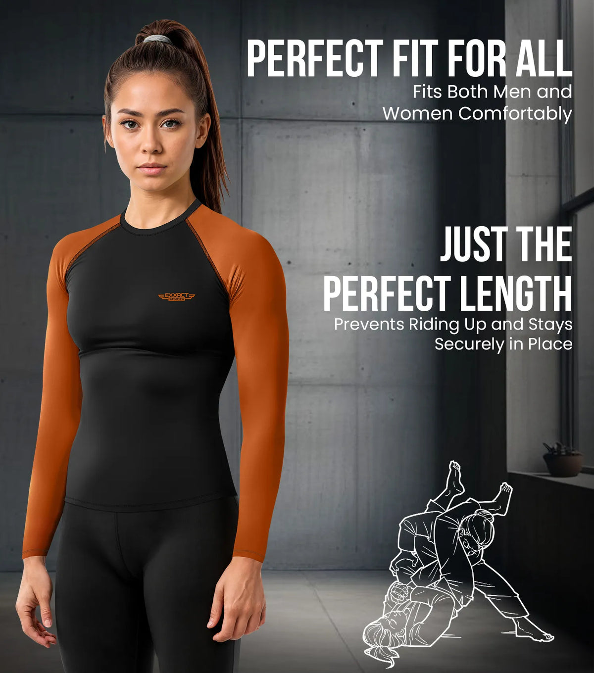 Exxact Sports Men’s Bjj Rash Guard Long Sleeve - Brown