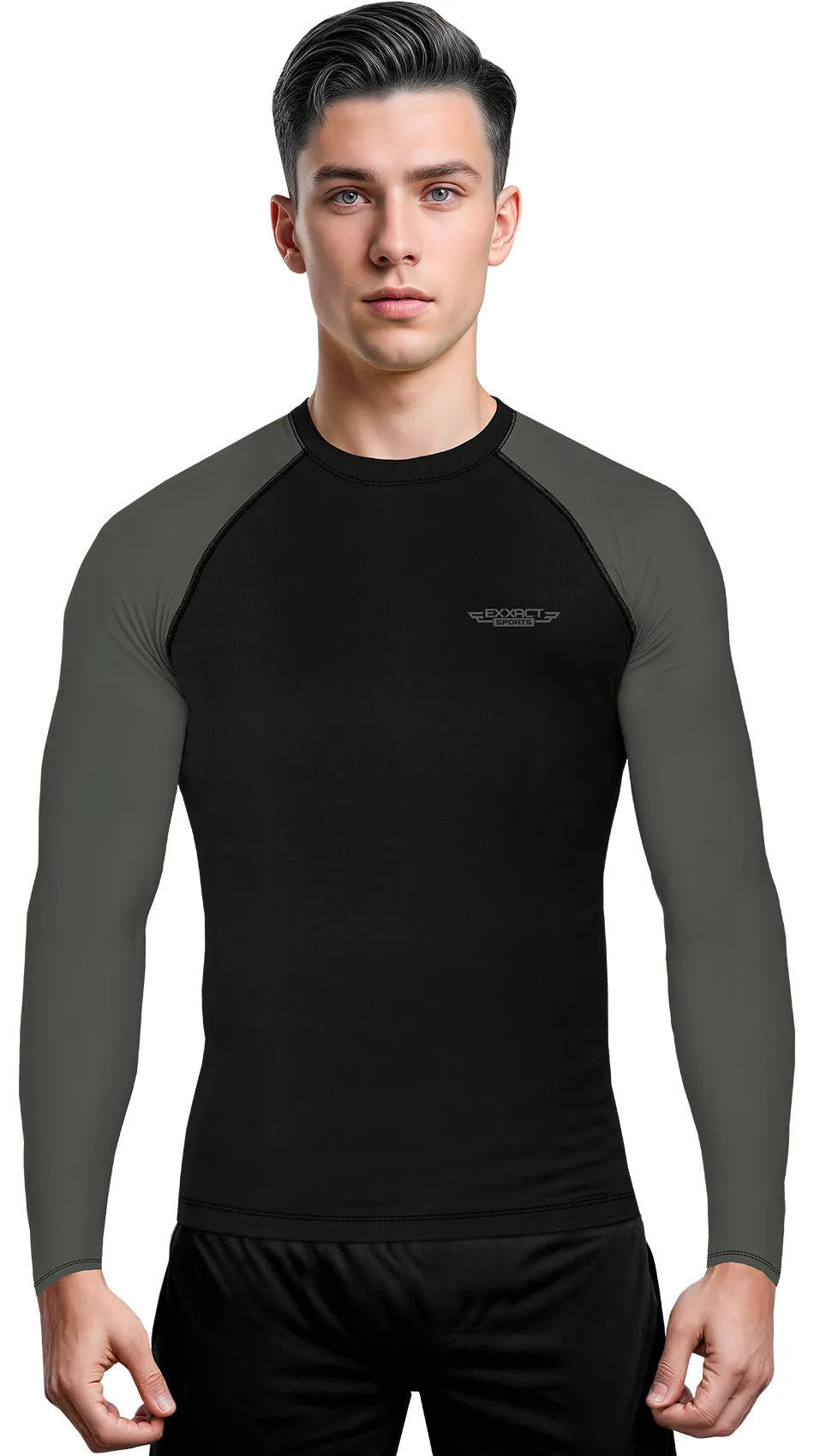 Exxact Sports Men’s Bjj Rash Guard Long Sleeve - Gray