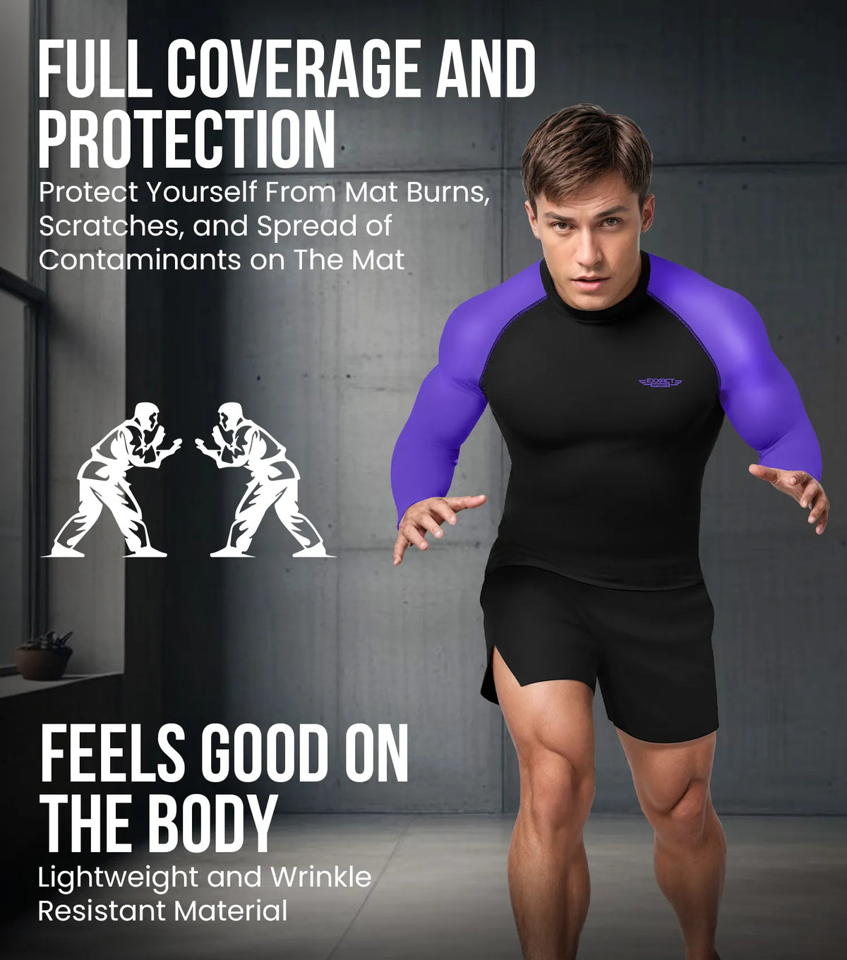 Exxact Sports Men’s Bjj Rash Guard Long Sleeve - Purple