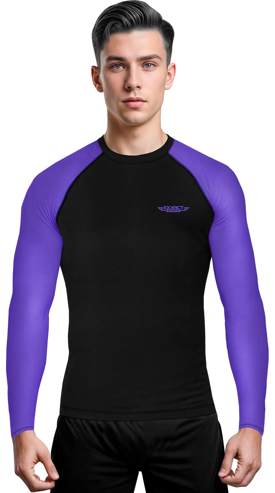 Exxact Sports Men’s Bjj Rash Guard Long Sleeve - Purple