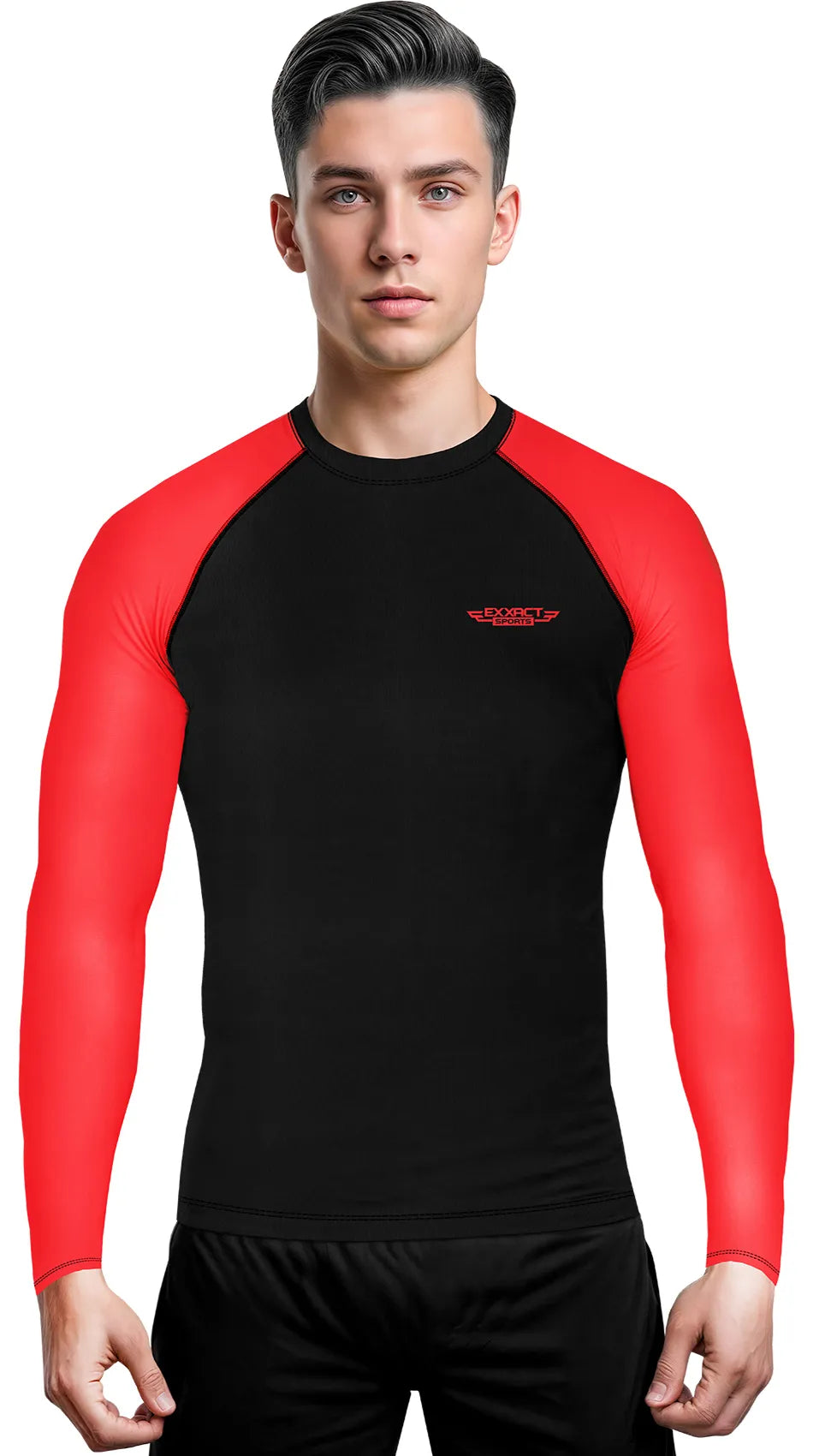 Exxact Sports Men’s Bjj Rash Guard Long Sleeve - Red
