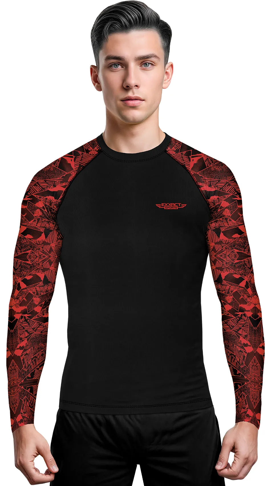 Exxact Sports Men’s Bjj Rash Guard Long Sleeve - Red
