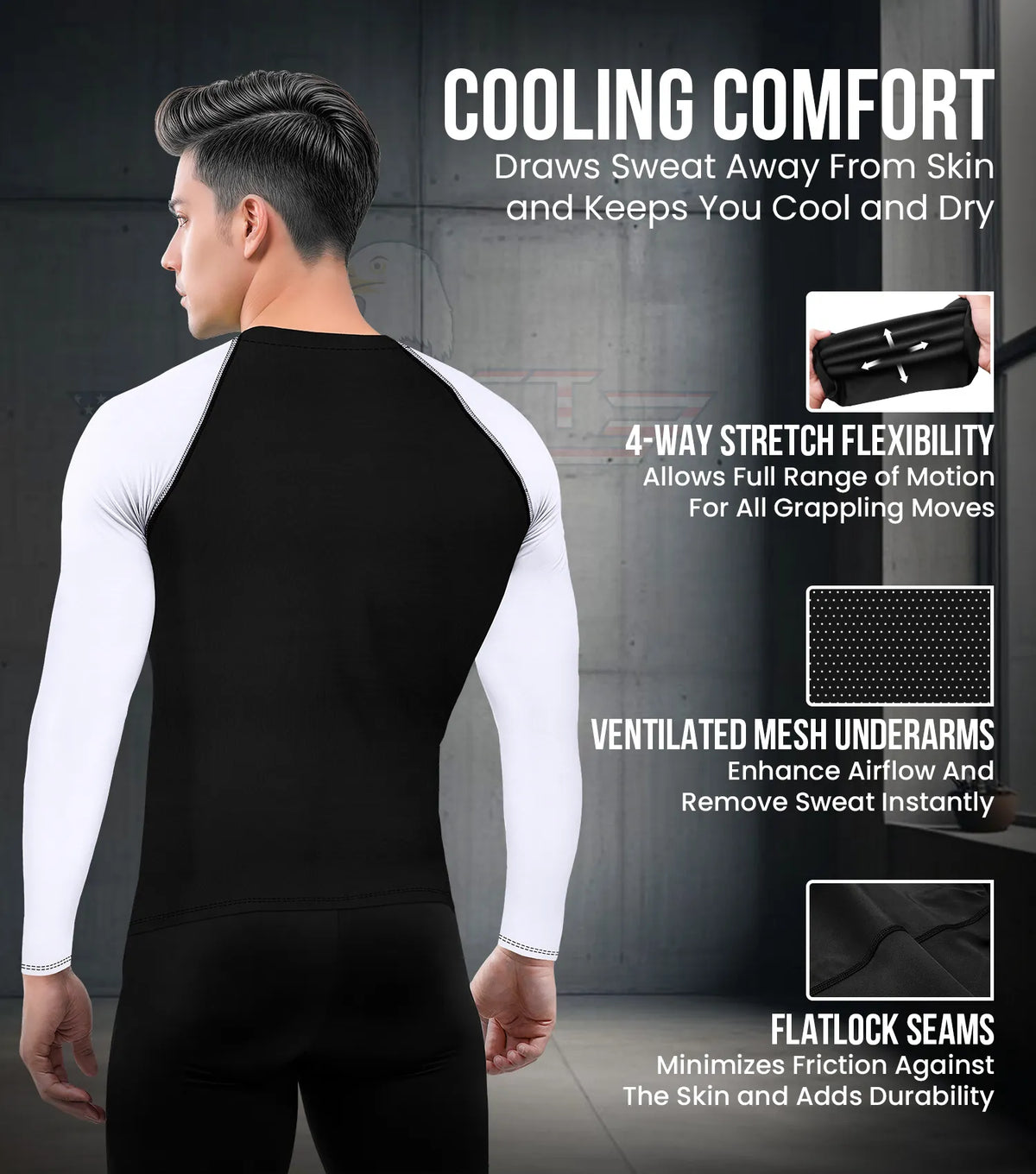 Exxact Sports Men’s Bjj Rash Guard Long Sleeve - White
