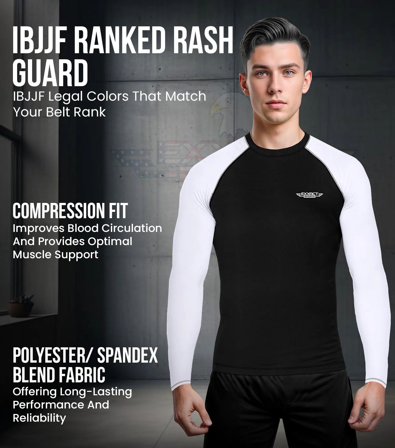 Exxact Sports Men’s Bjj Rash Guard Long Sleeve - White