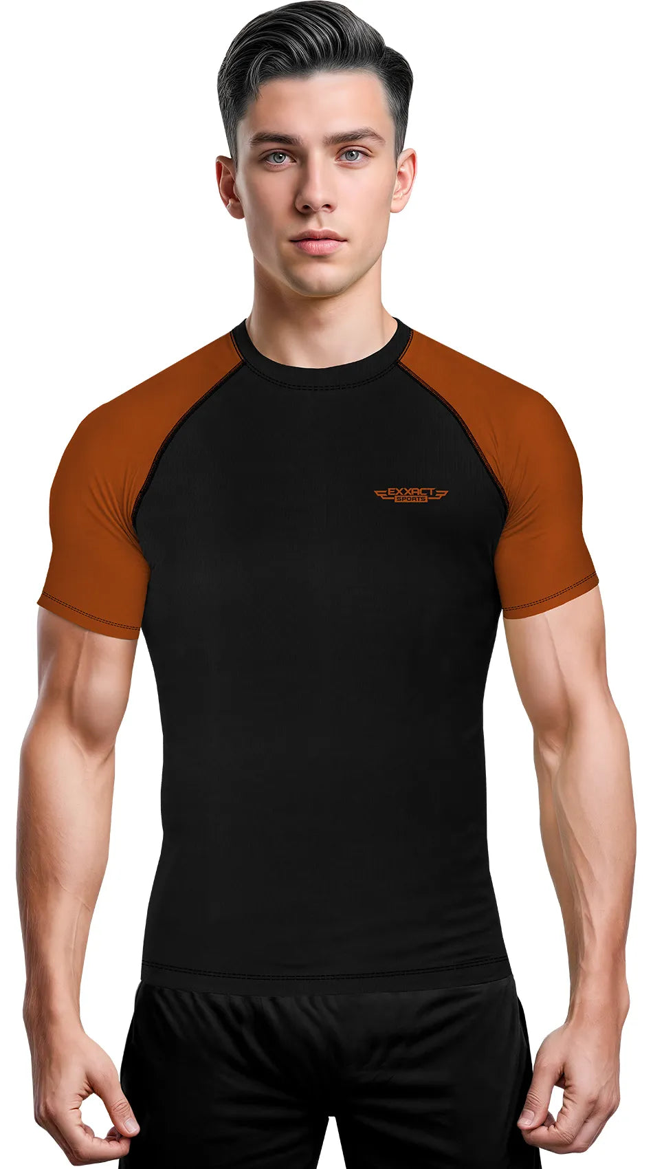 Exxact Sports Men’s Bjj Rash Guard Short Sleeve - Brown