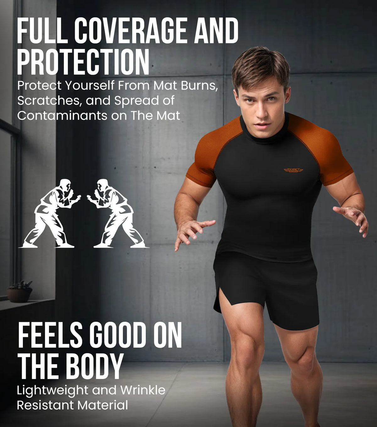 Exxact Sports Men’s Bjj Rash Guard Short Sleeve - Brown
