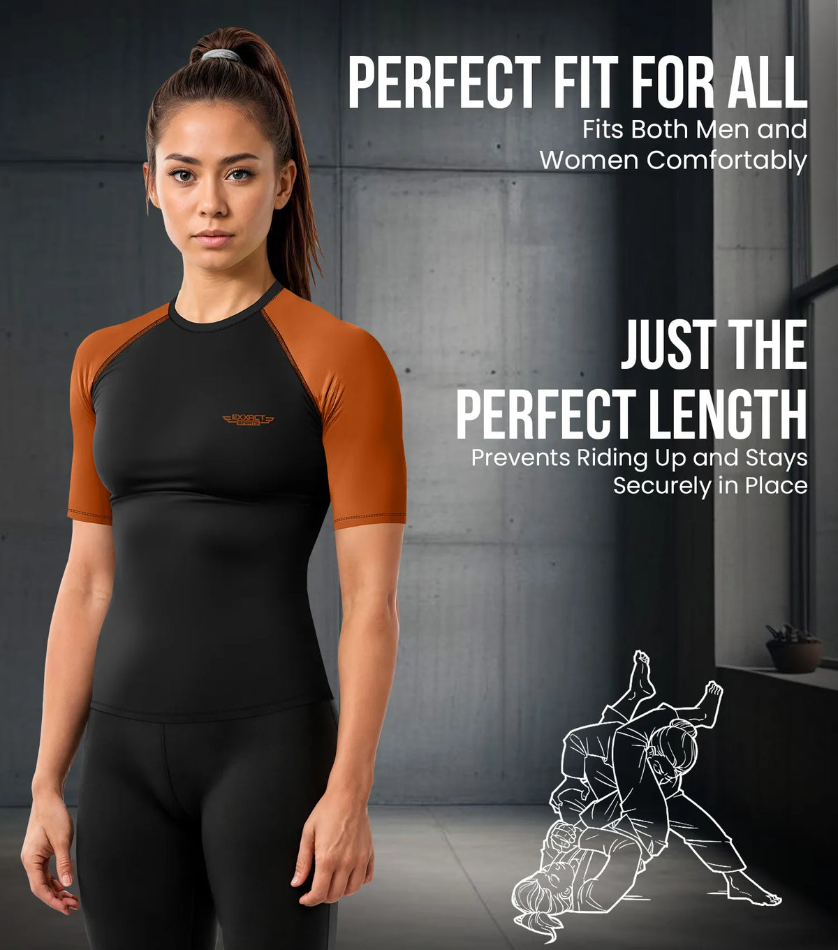 Exxact Sports Men’s Bjj Rash Guard Short Sleeve - Brown