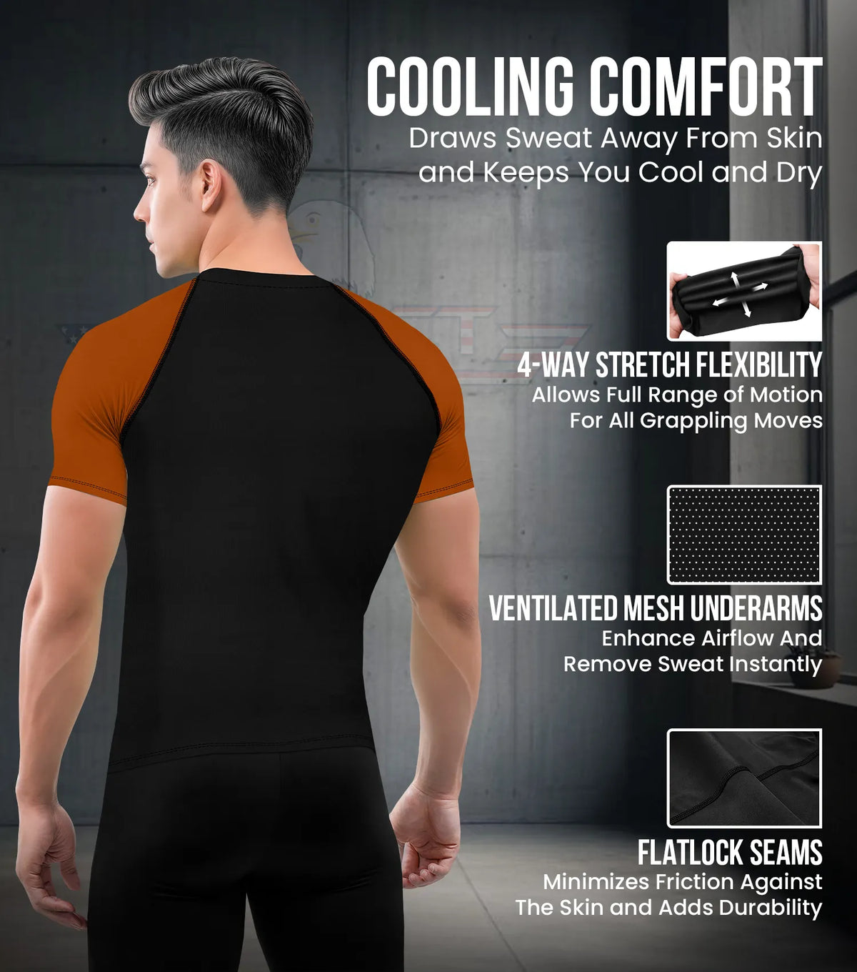 Exxact Sports Men’s Bjj Rash Guard Short Sleeve - Brown