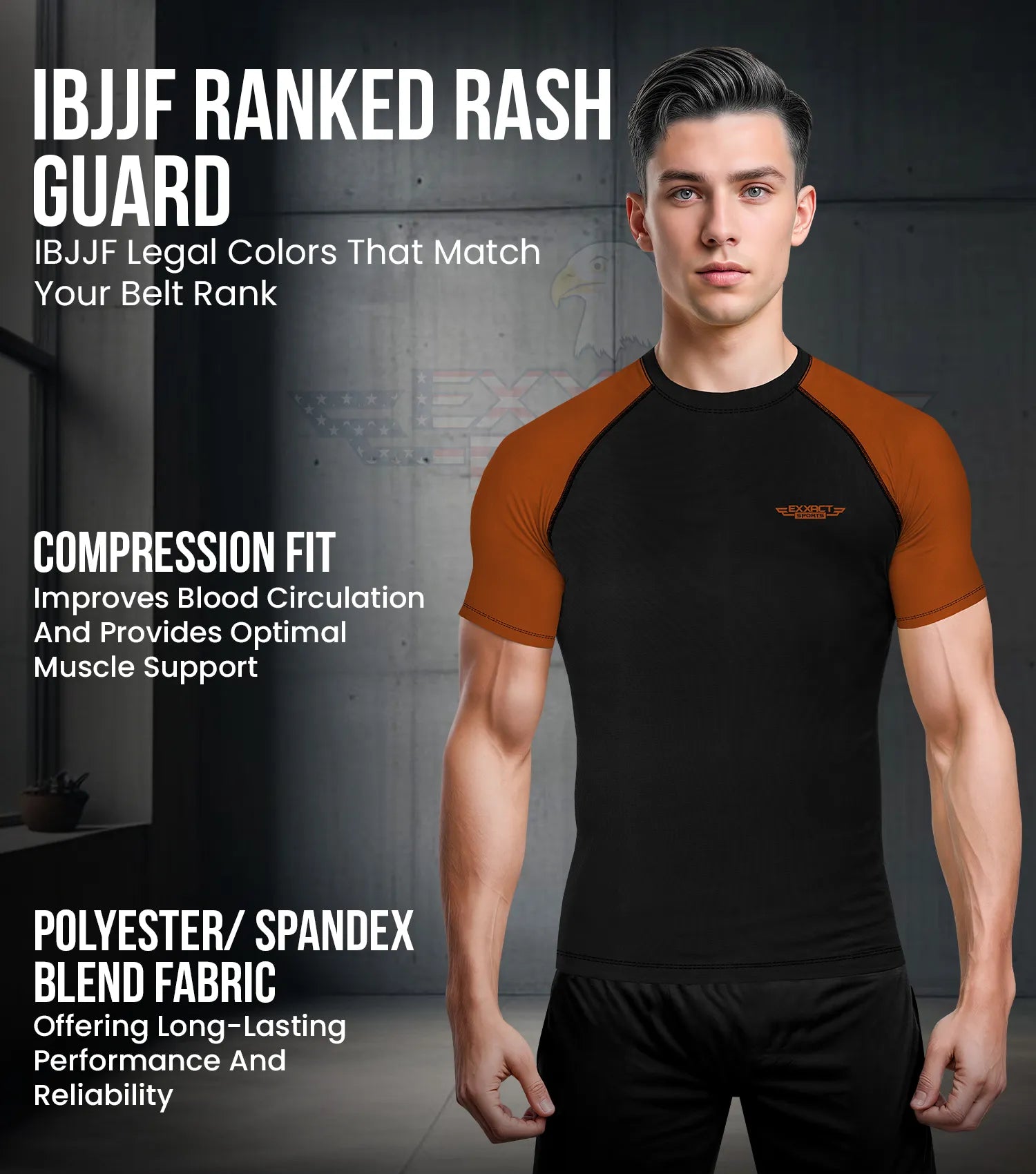 Exxact Sports Men’s Bjj Rash Guard Short Sleeve - Brown