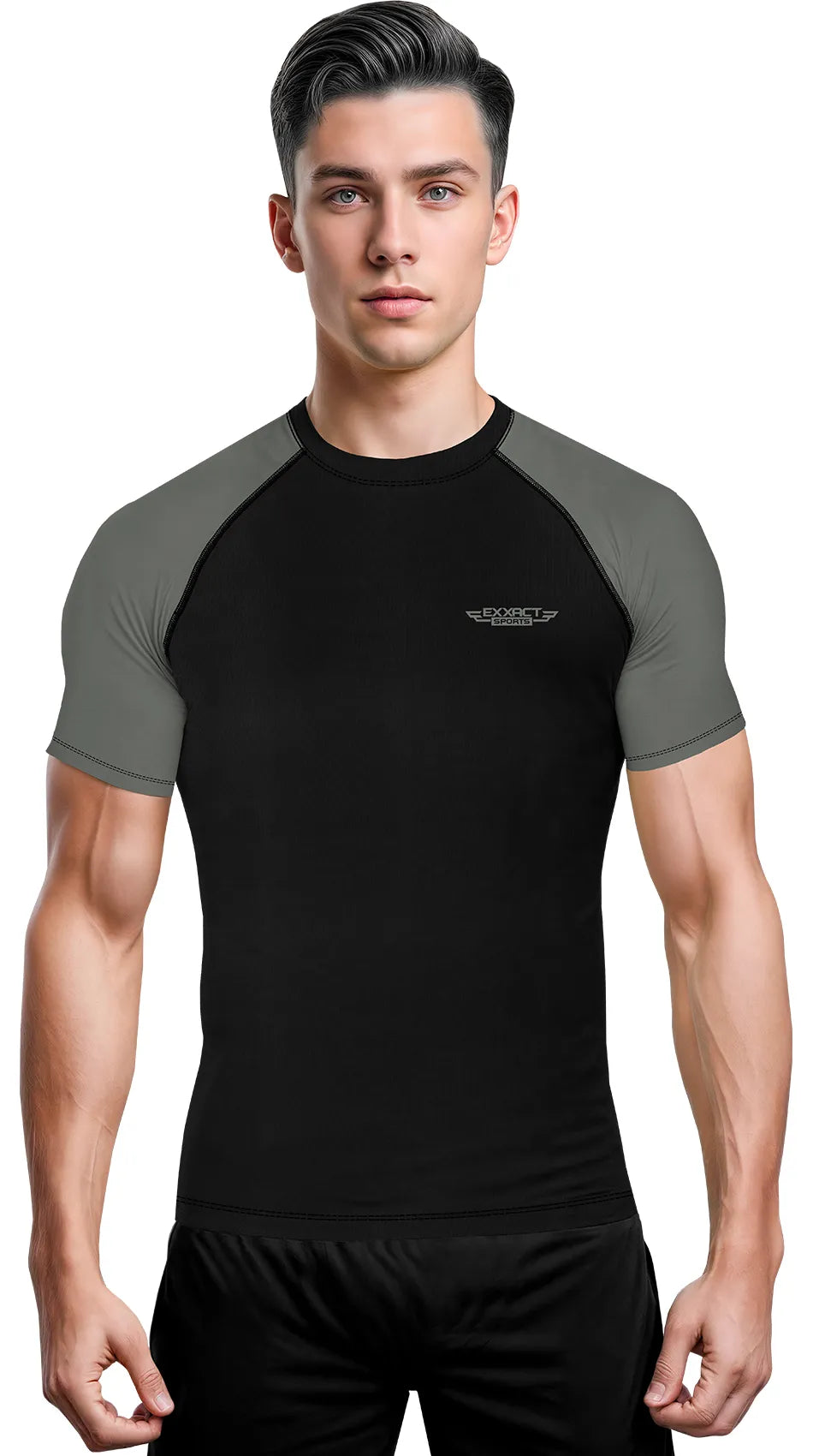 Exxact Sports Men’s Bjj Rash Guard Short Sleeve - Gray