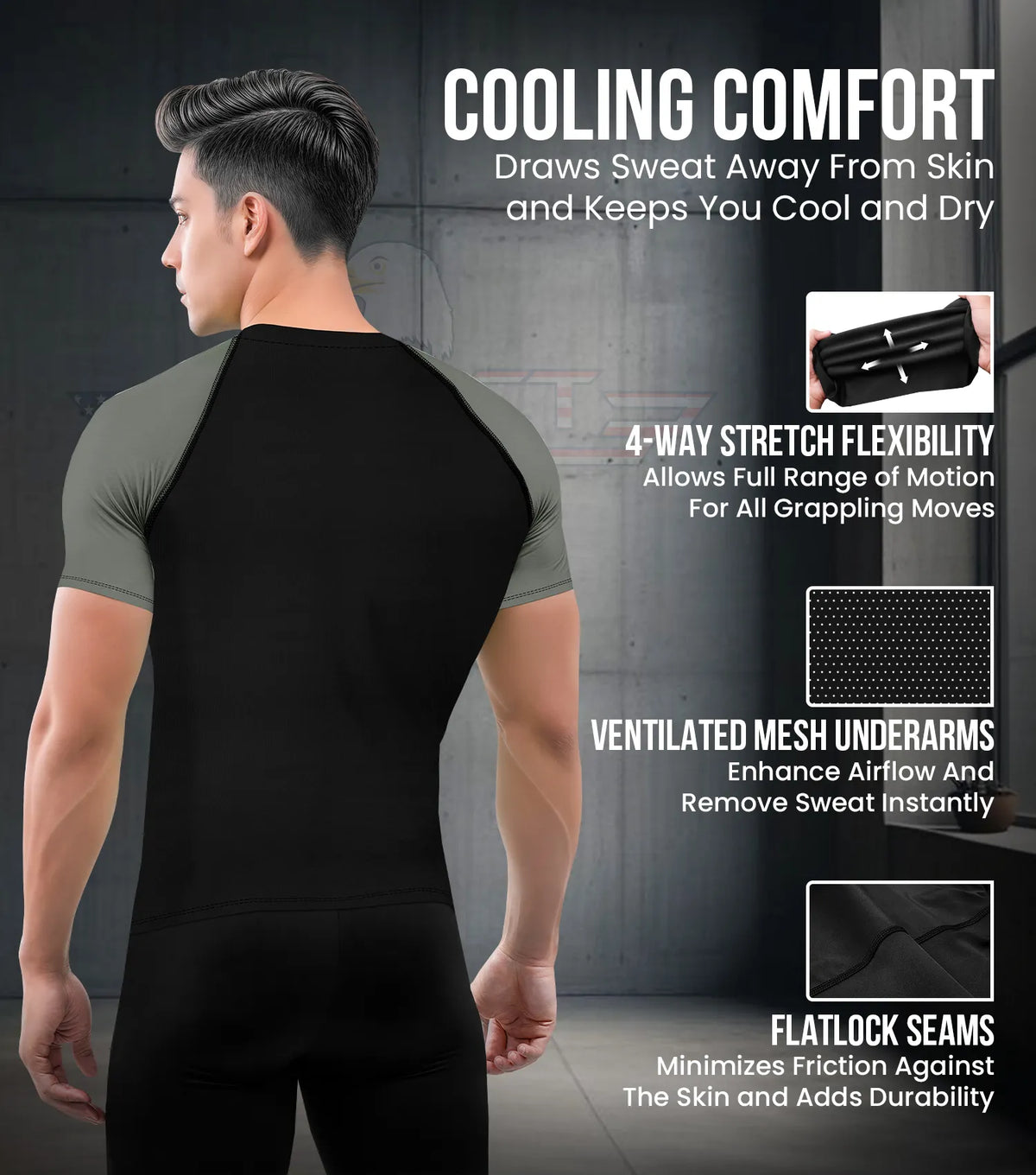 Exxact Sports Men’s Bjj Rash Guard Short Sleeve - Gray