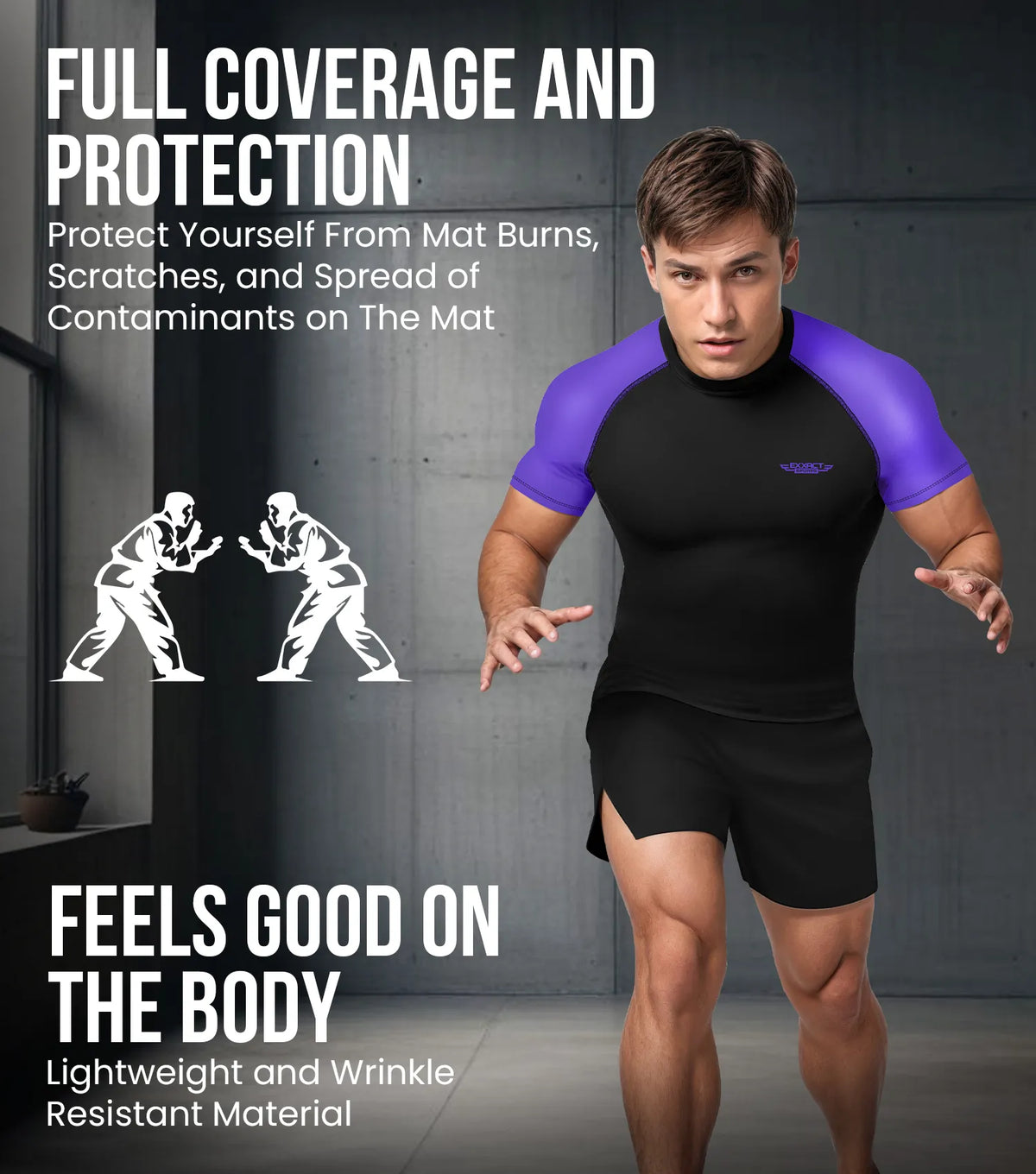 Exxact Sports Men’s Bjj Rash Guard Short Sleeve - Purple