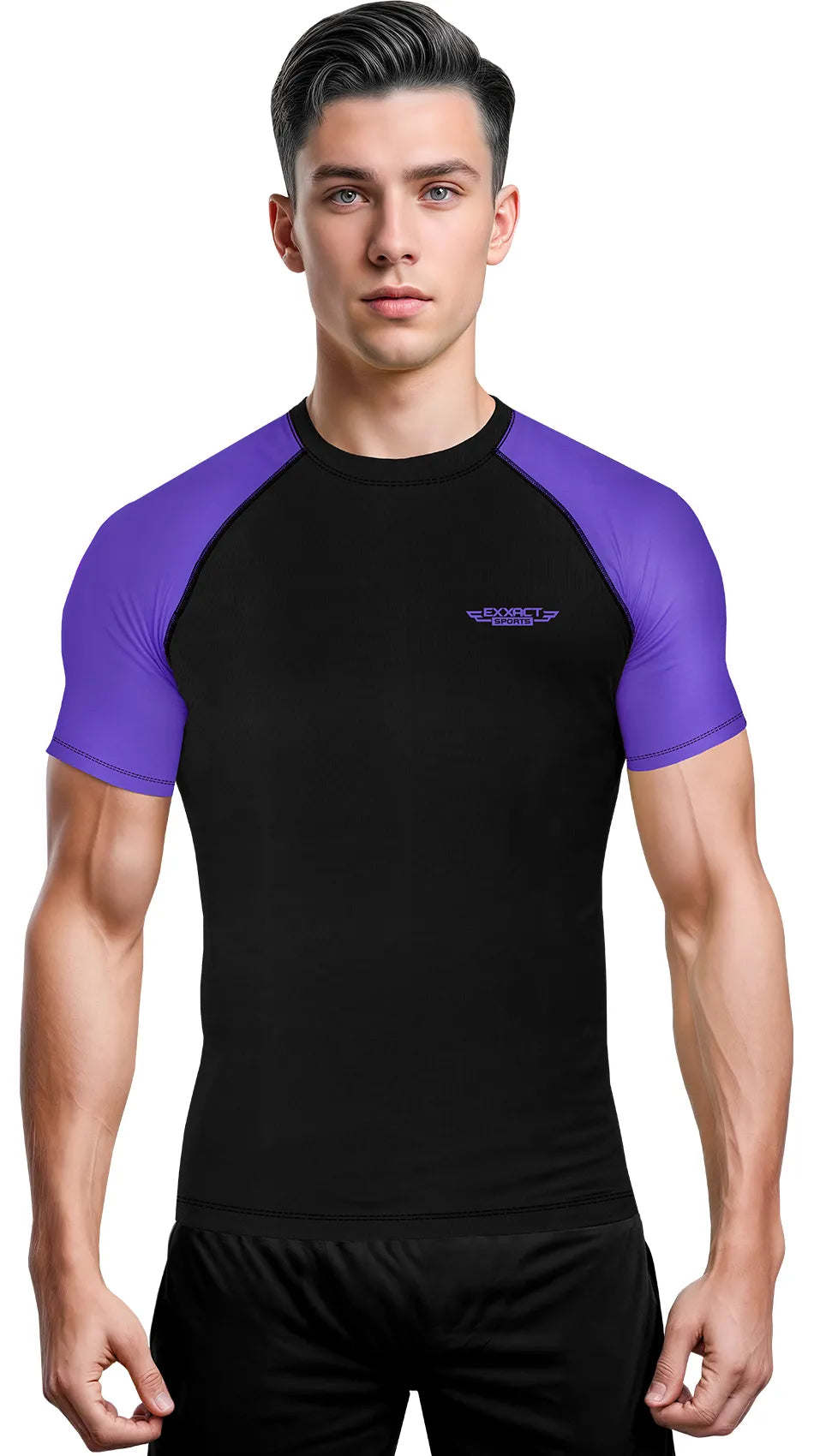 Exxact Sports Men’s Bjj Rash Guard Short Sleeve - Purple