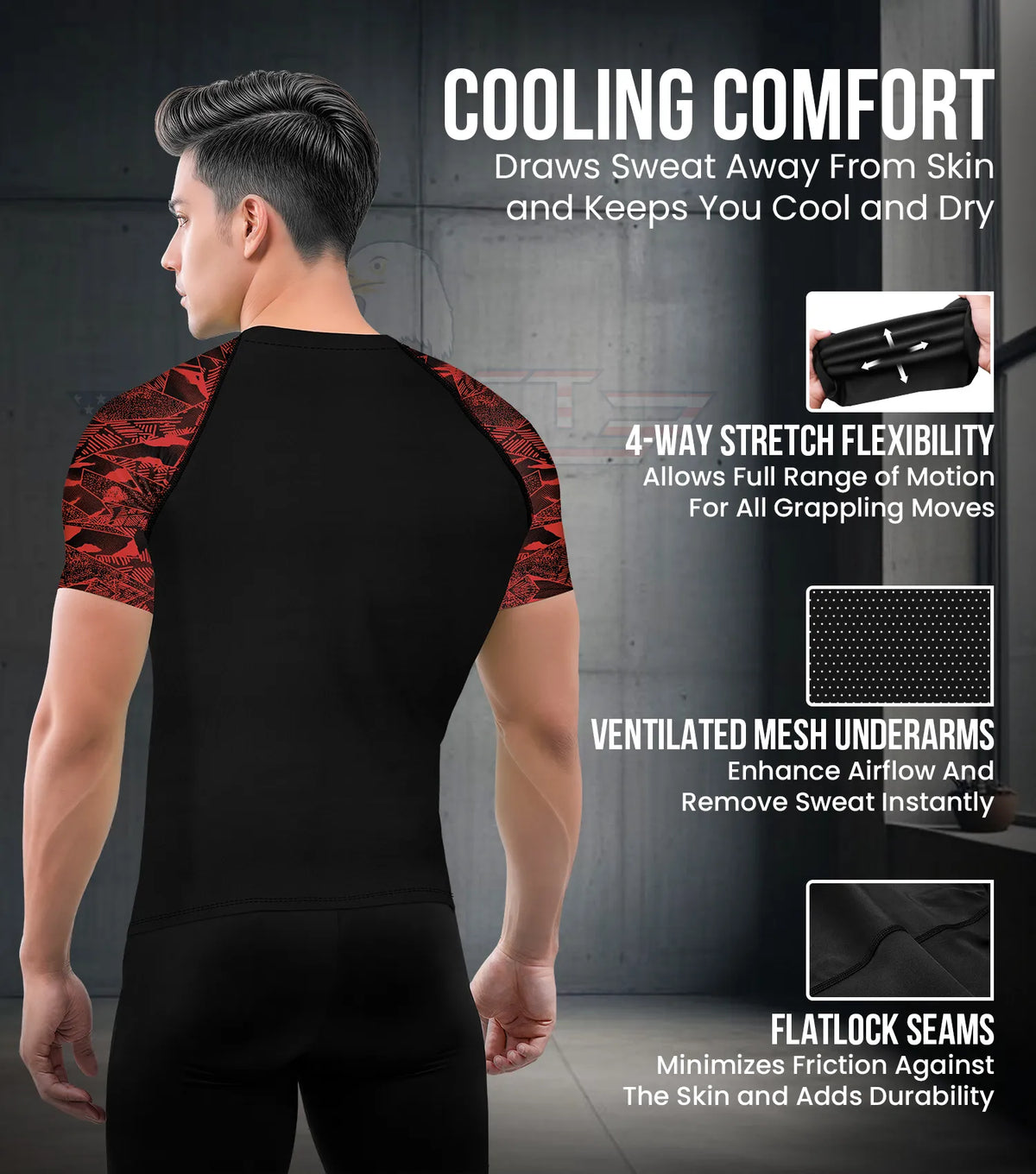Exxact Sports Men’s Bjj Rash Guard Short Sleeve - Red