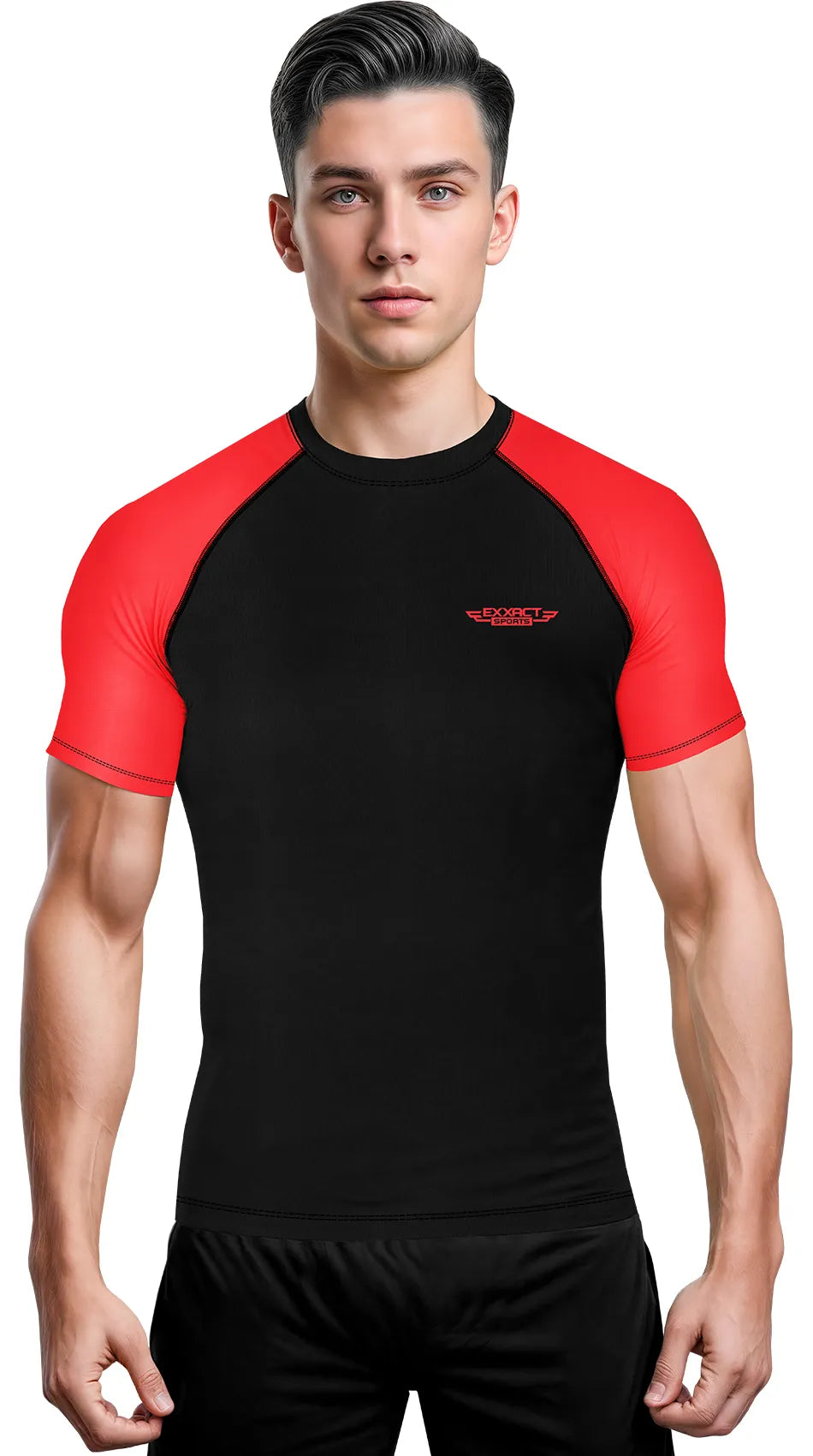 Exxact Sports Men’s Bjj Rash Guard Short Sleeve - Red