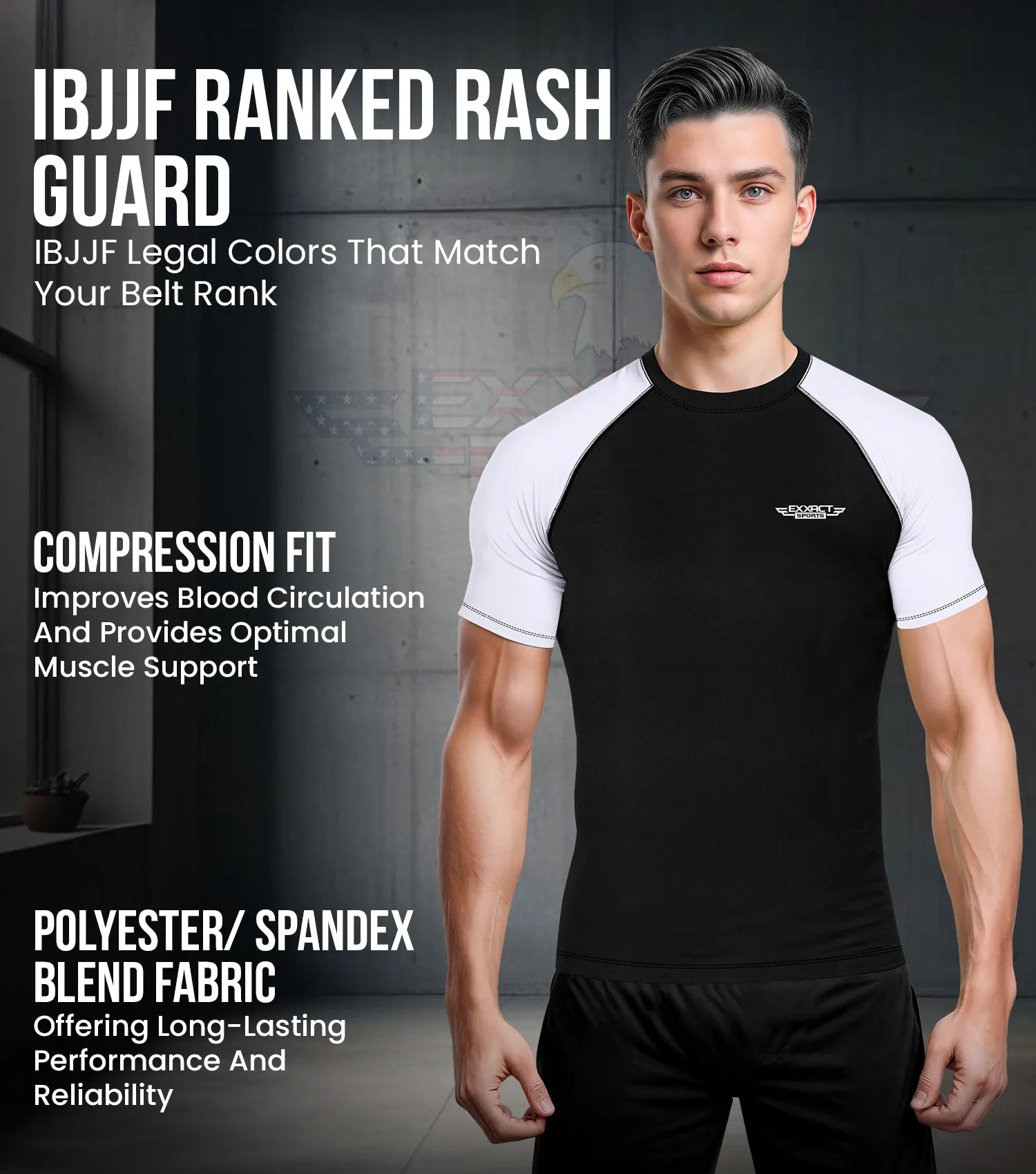 Exxact Sports Men’s Bjj Rash Guard Short Sleeve - White