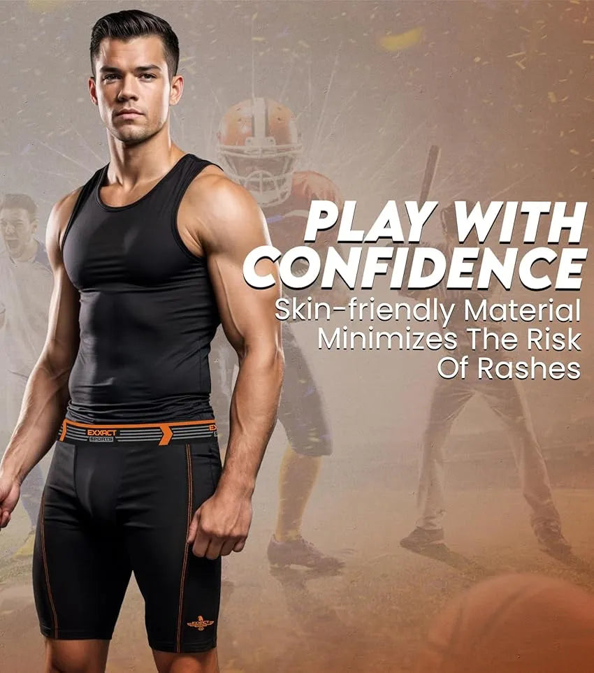 Exxact Sports Men’s Compression Shorts with Soft Athletic Cup Adult - Black