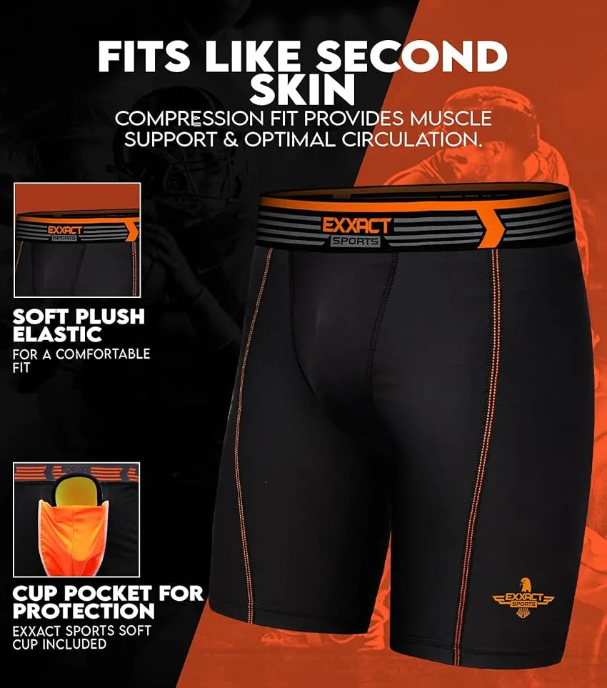 Exxact Sports Men’s Compression Shorts with Soft Athletic Cup Adult - Black