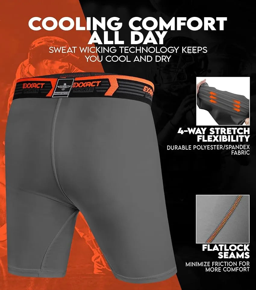 Exxact Sports Men’s Compression Shorts with Soft Athletic Cup Adult - Gray