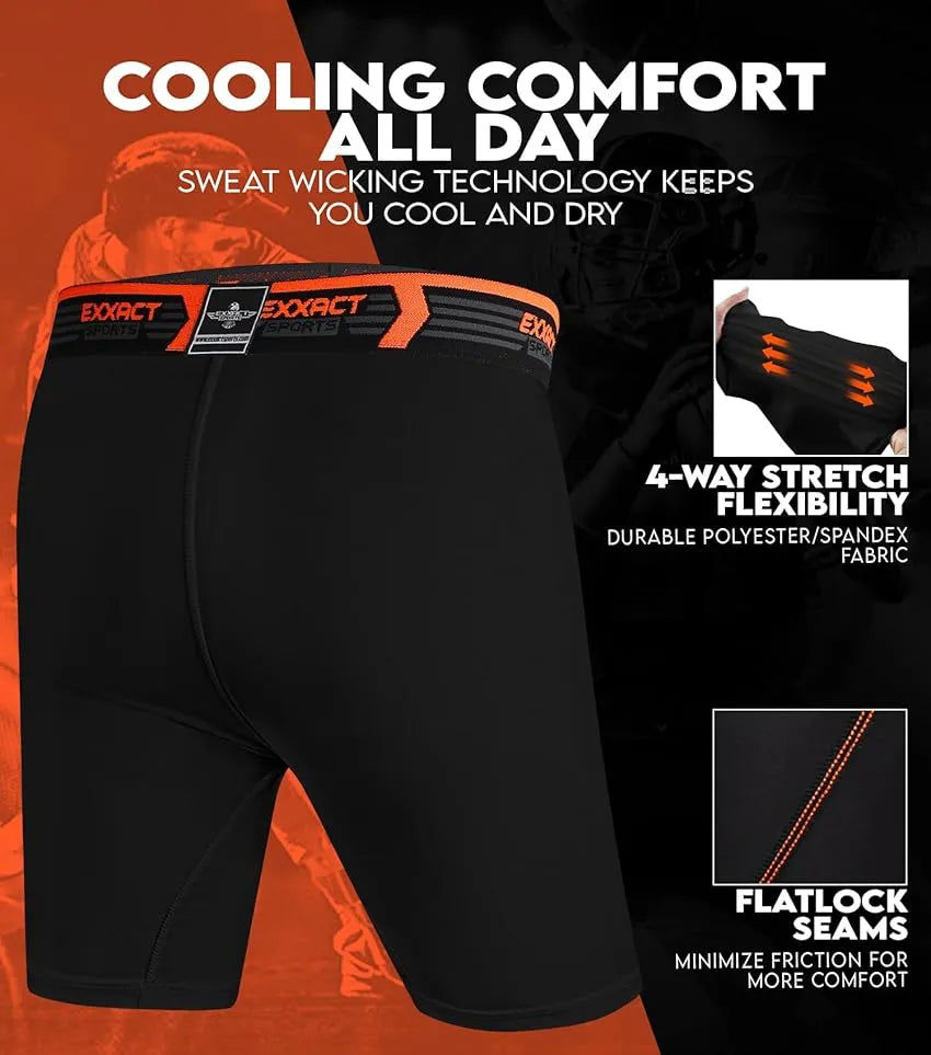 Exxact Sports Men’s Compression Shorts with Soft Athletic Cup Adult - Black
