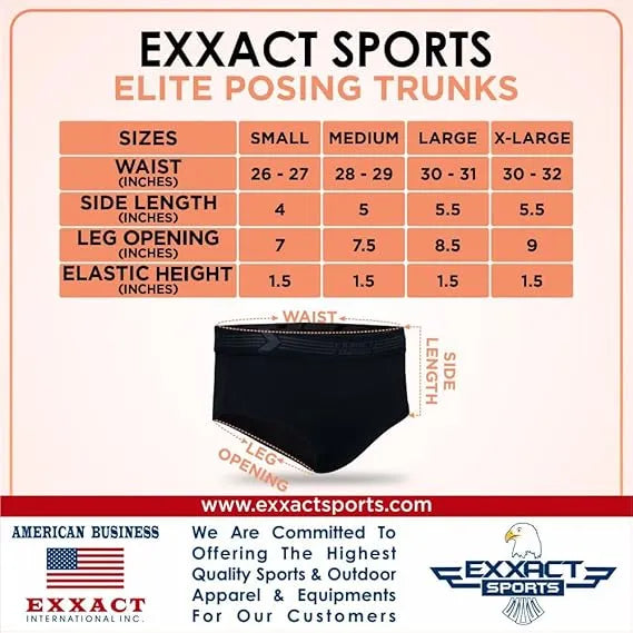 Exxact Sports Men’s Elite Classic Bodybuilding Posing Trunk - Black