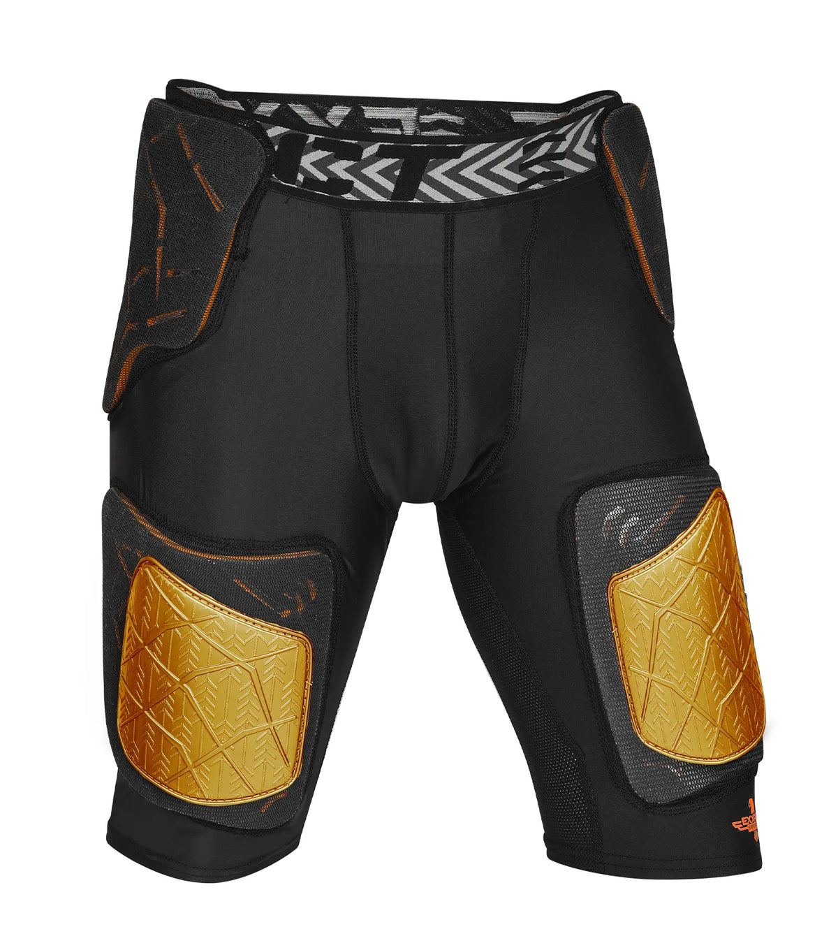 Exxact Sports Men’s Gladiator 5-pad Football Girdle with Cup Pocket - Black Gold